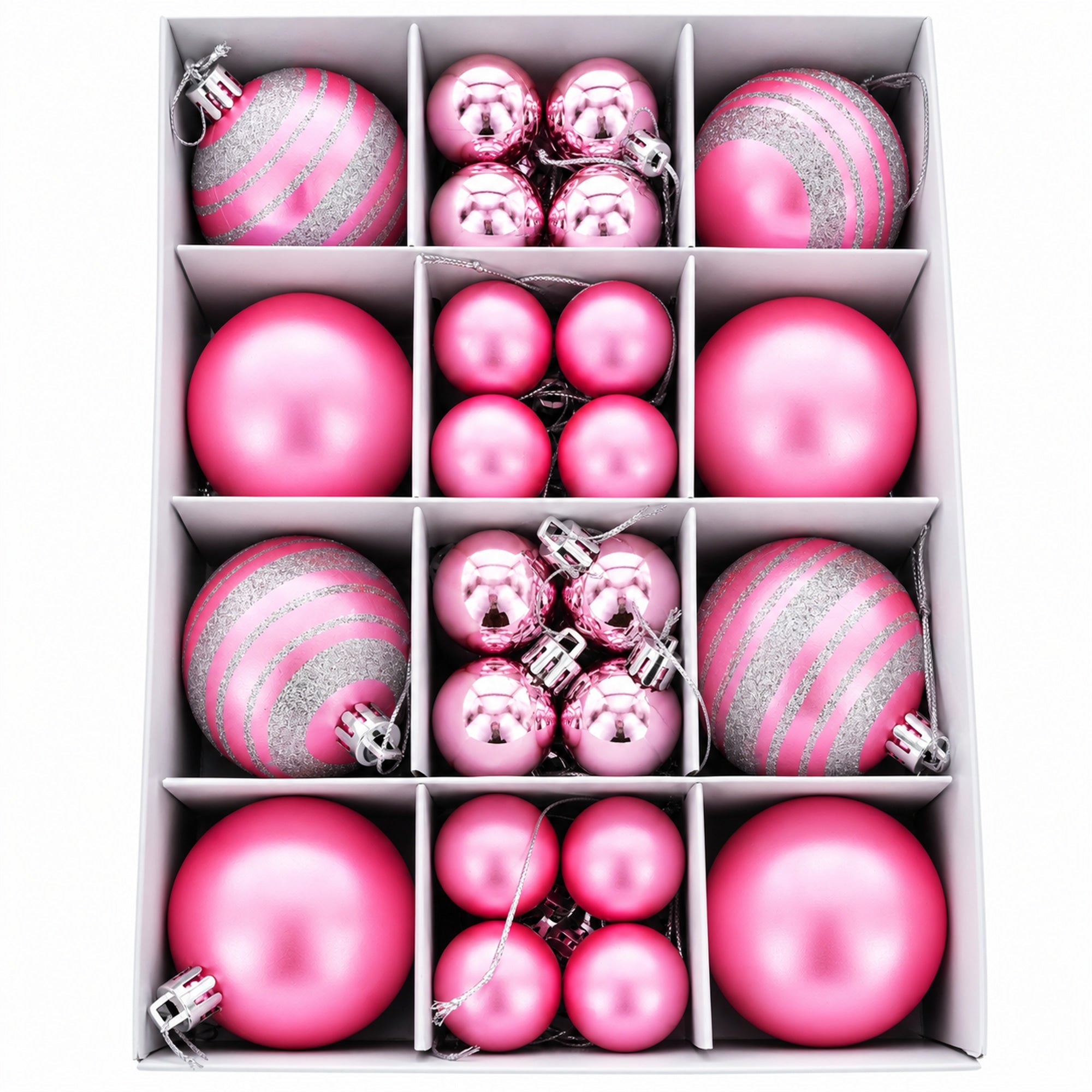 Set of 40 Pink Mini Ball Plastic Christmas Ornaments