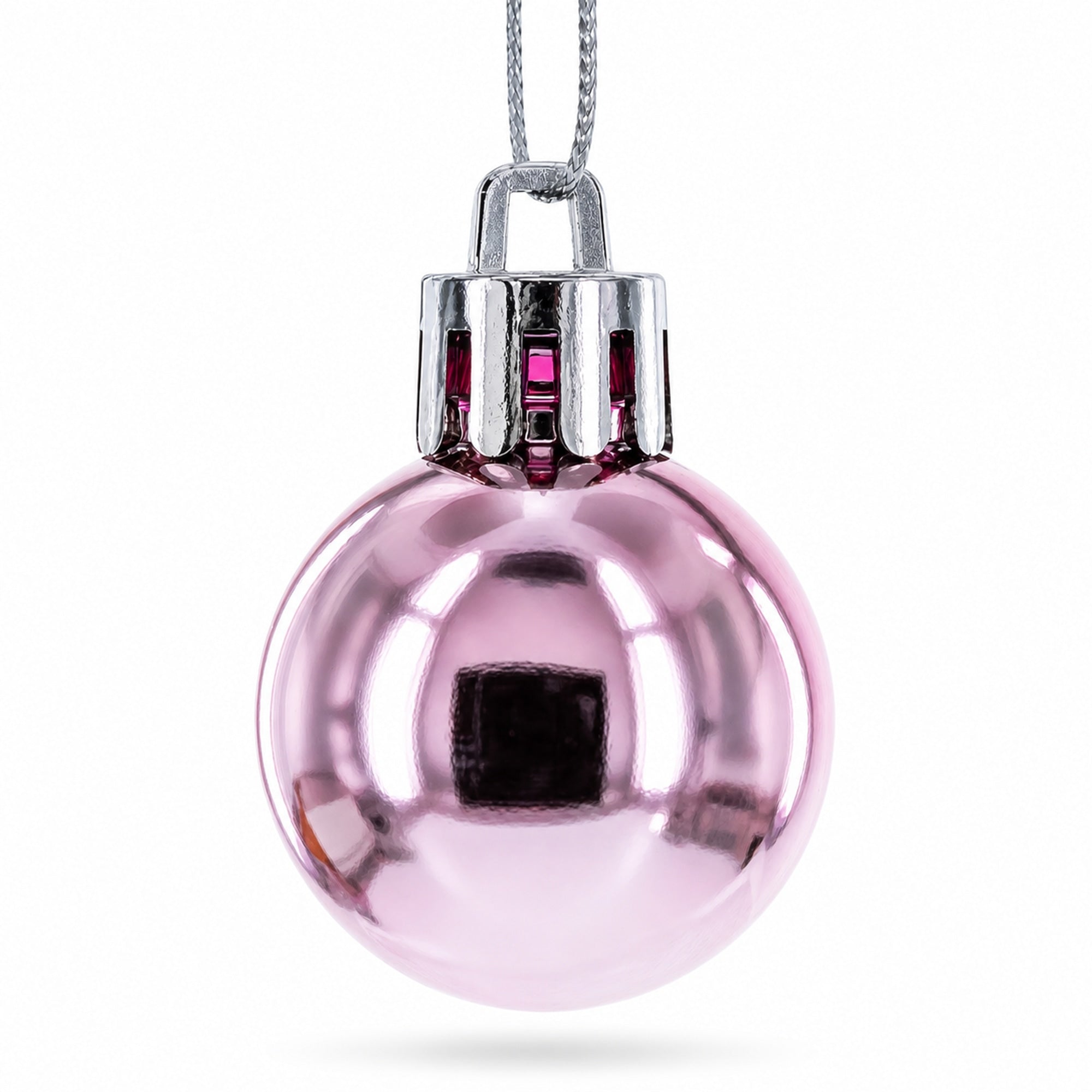 Set of 40 Pink Mini Ball Plastic Christmas Ornaments