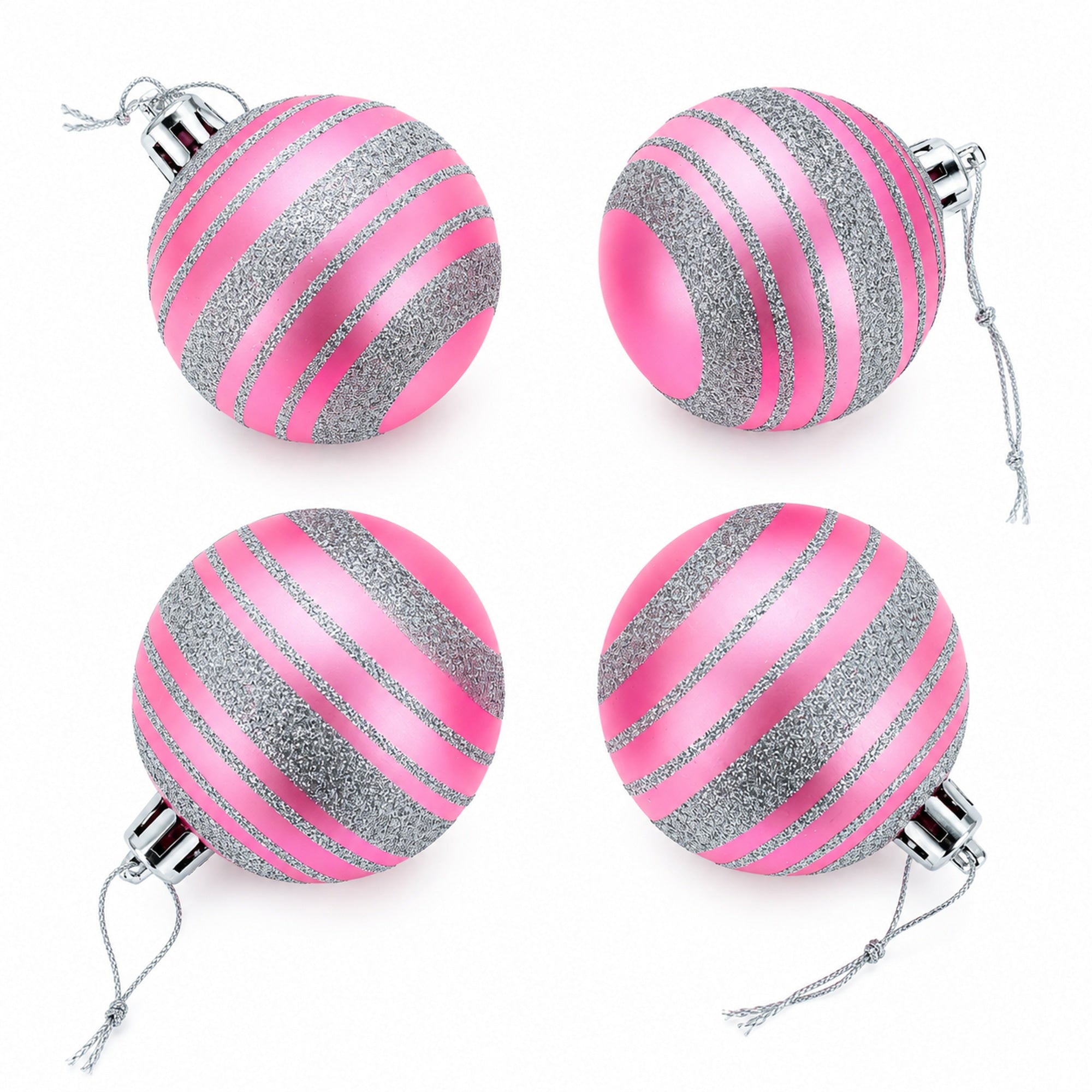 Set of 40 Pink Mini Ball Plastic Christmas Ornaments
