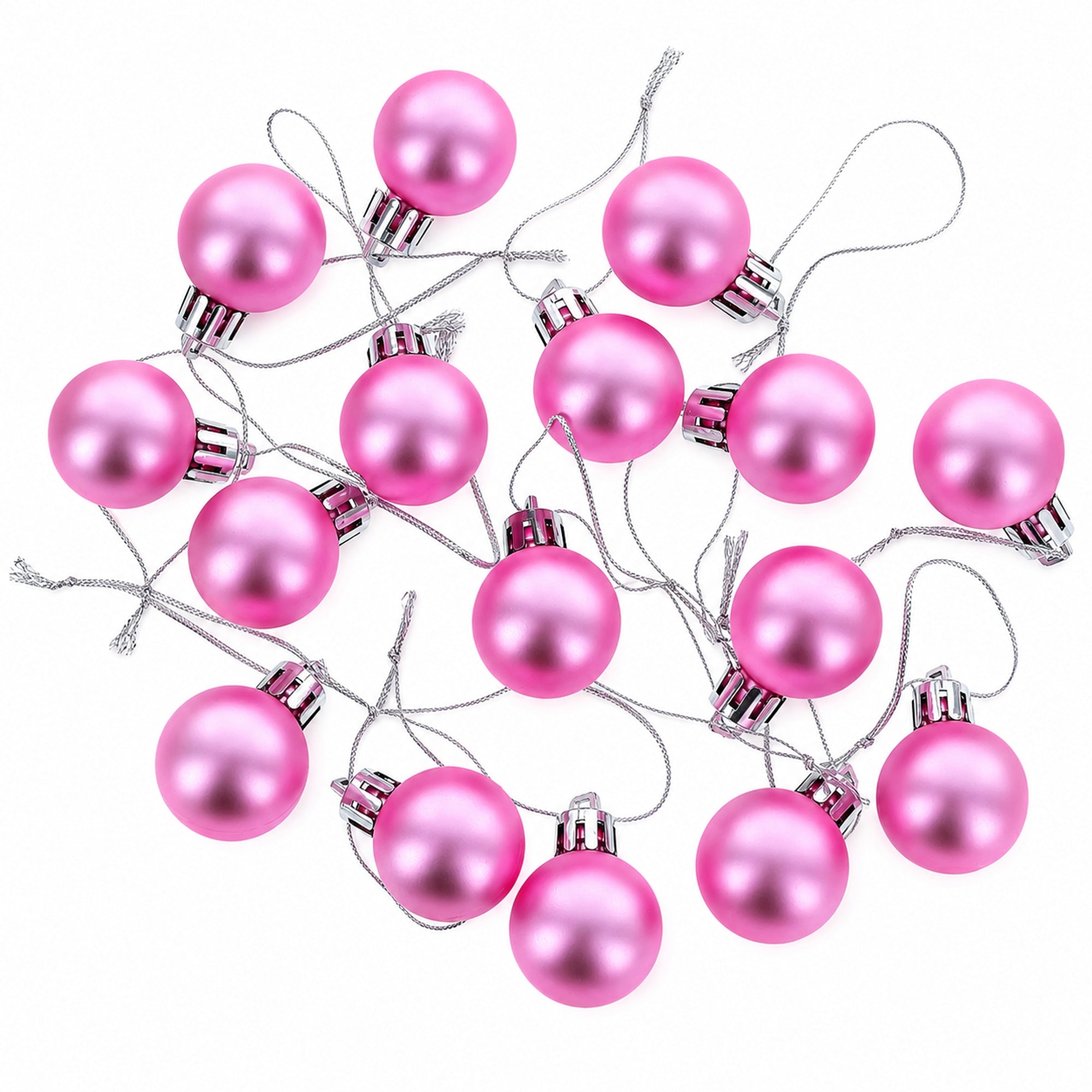 Set of 40 Pink Mini Ball Plastic Christmas Ornaments