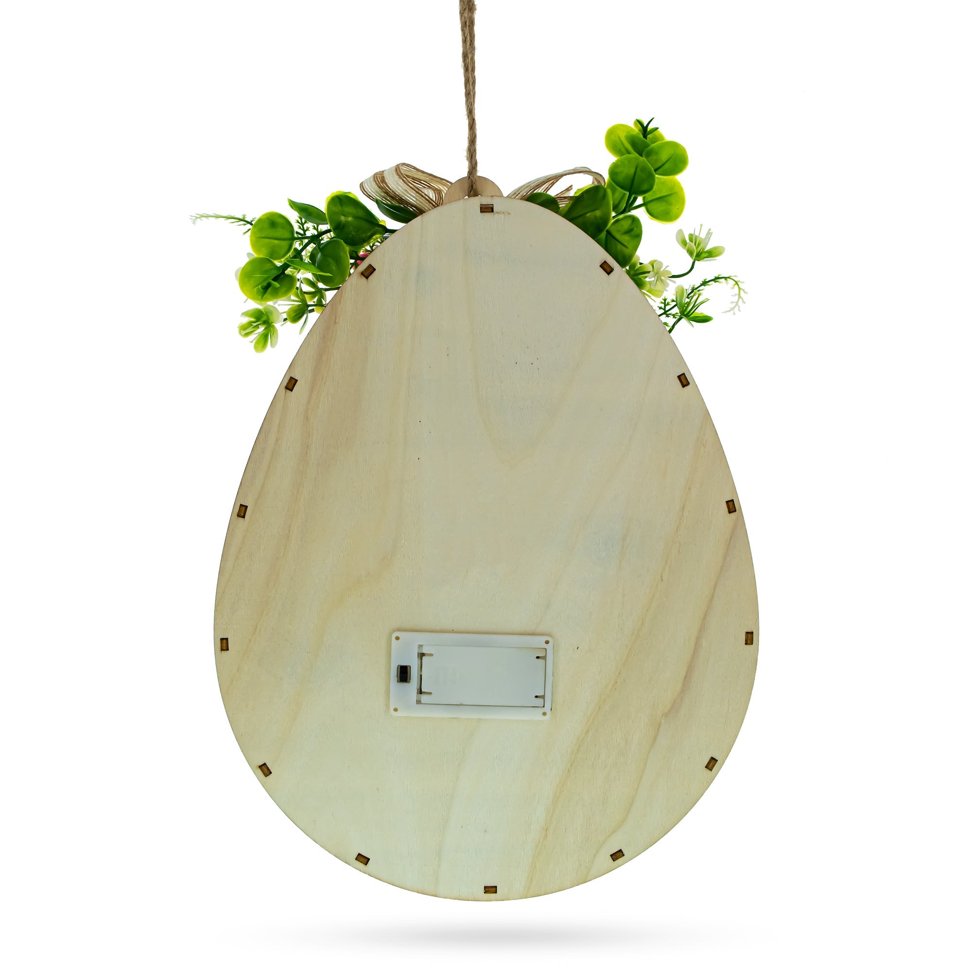 Illuminated LED Wooden Easter Egg Hanging Decor 12.5 Inches Tall