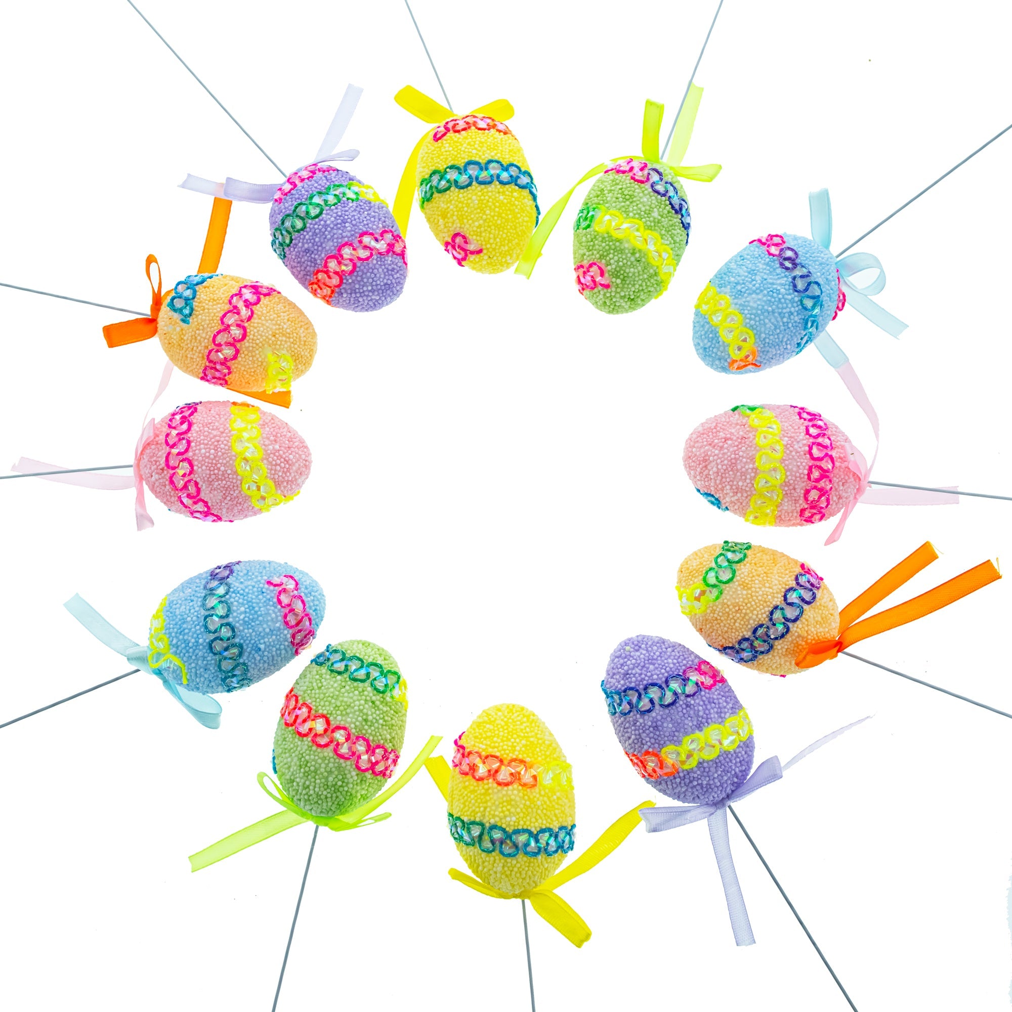 Set of 12 Colorful Easter Egg Picks