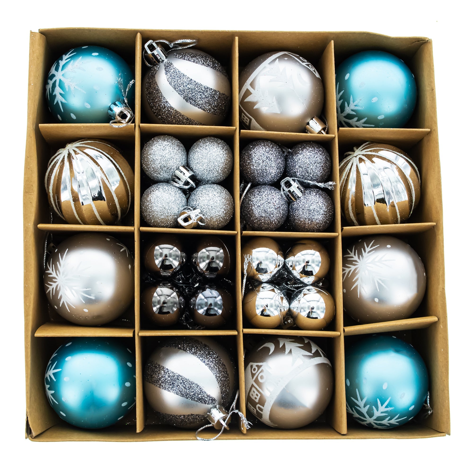 Set of 44 Multicolored Plastic Mini Ball Christmas Ornaments