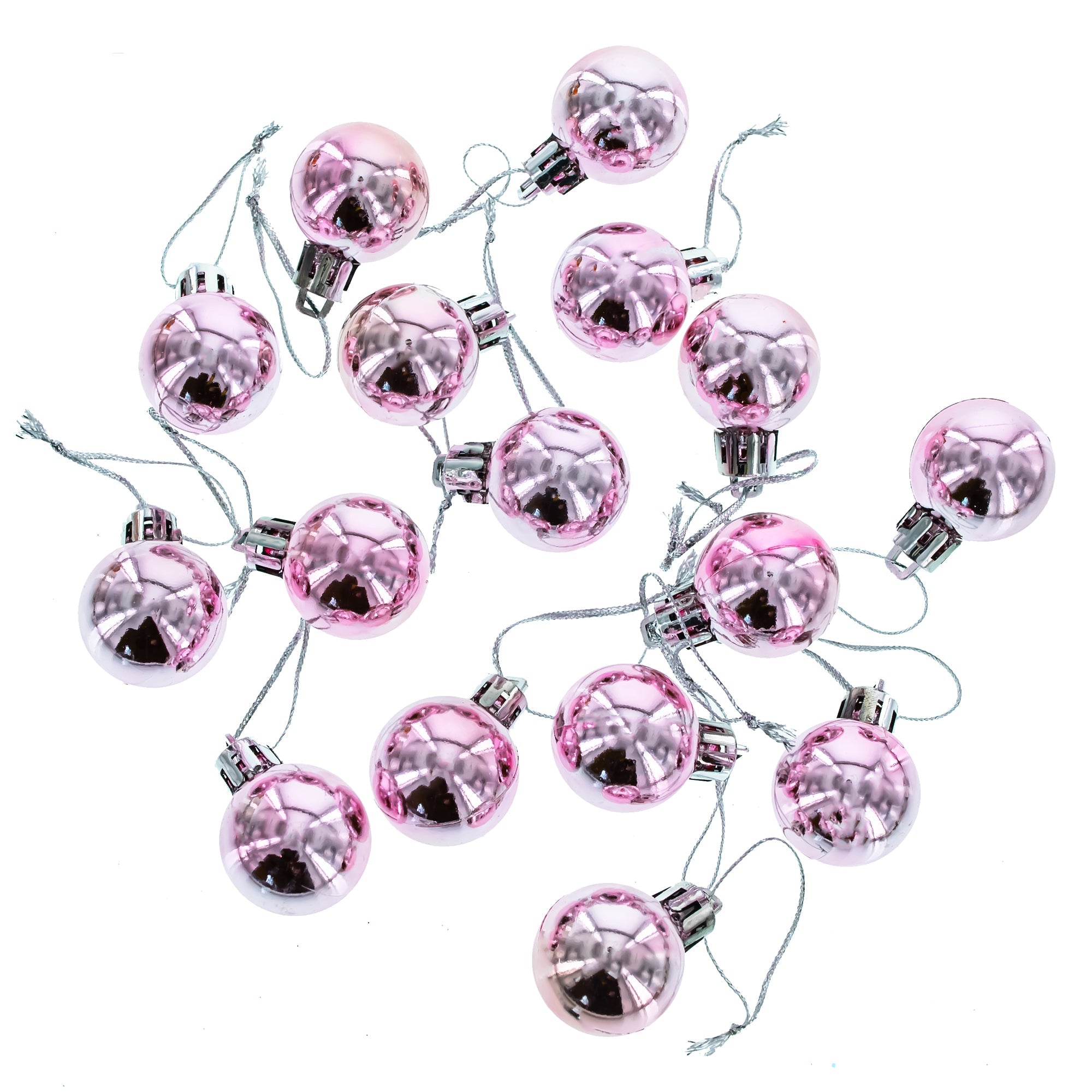 Set of 40 Pink Mini Ball Plastic Christmas Ornaments