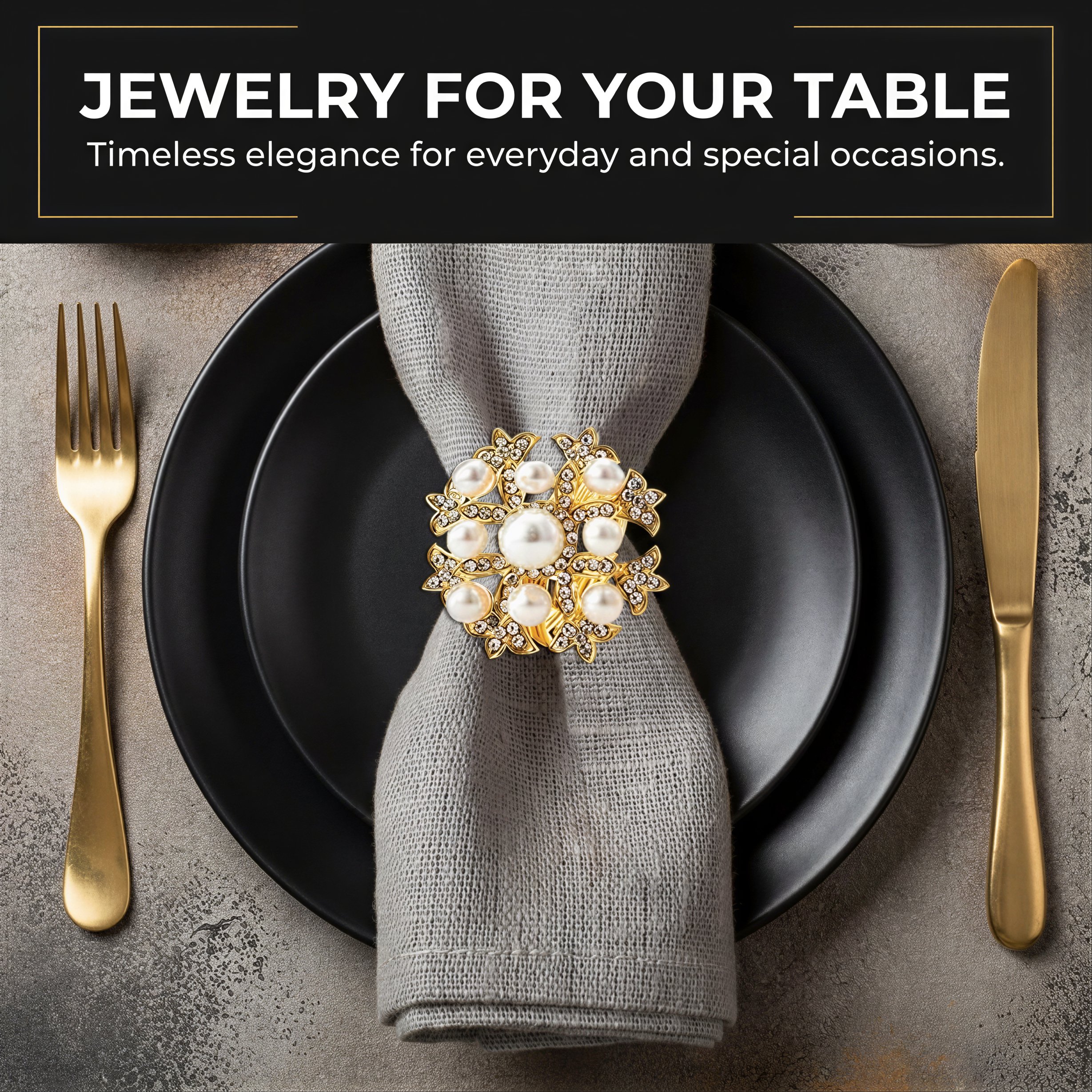 Gold Floral Napkin Rings – Golden Bloom