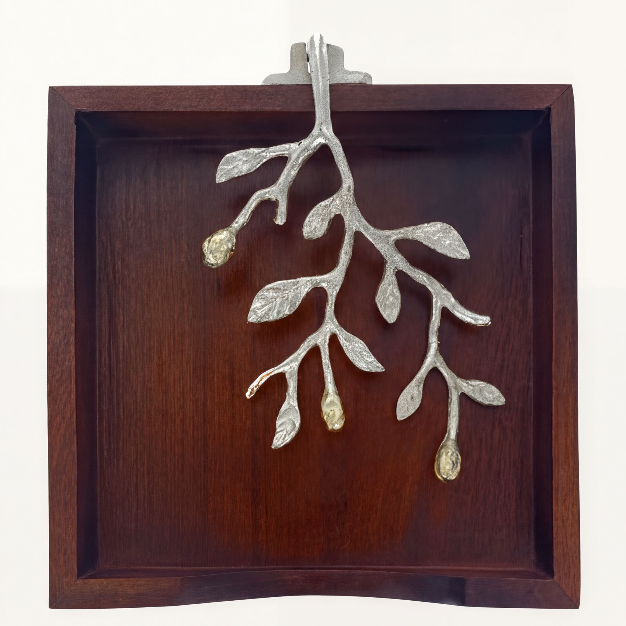 Wood Napkin Holder – Decorative Wooden Kitchen Napkin Holder with Silver Gold Finish