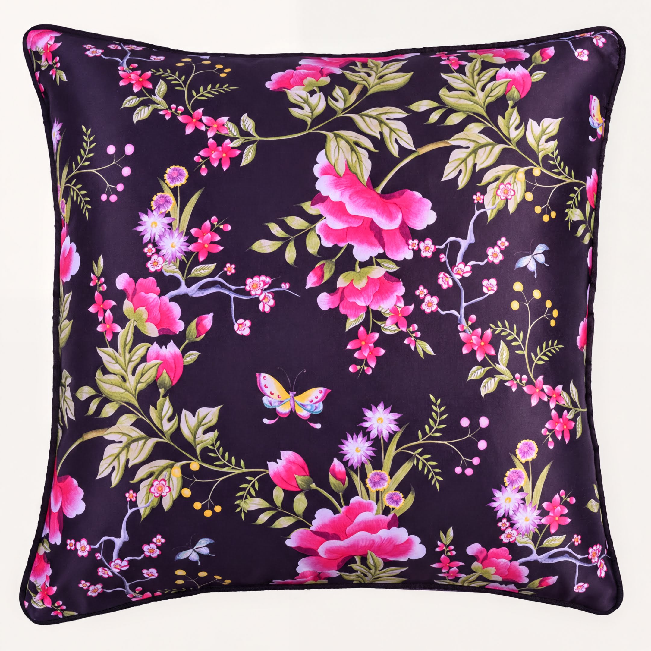 Floral Throw Pillow Cover - 20x20 Inch Decorative Printed Cushion Cover