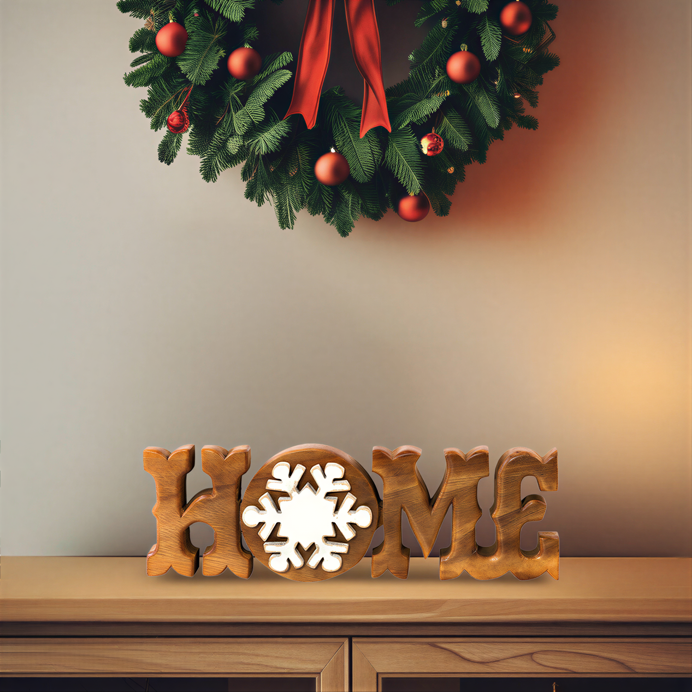 Wooden Home Sculpture – Handmade Acacia Wood Sign | Rustic Wall Hanging Gift