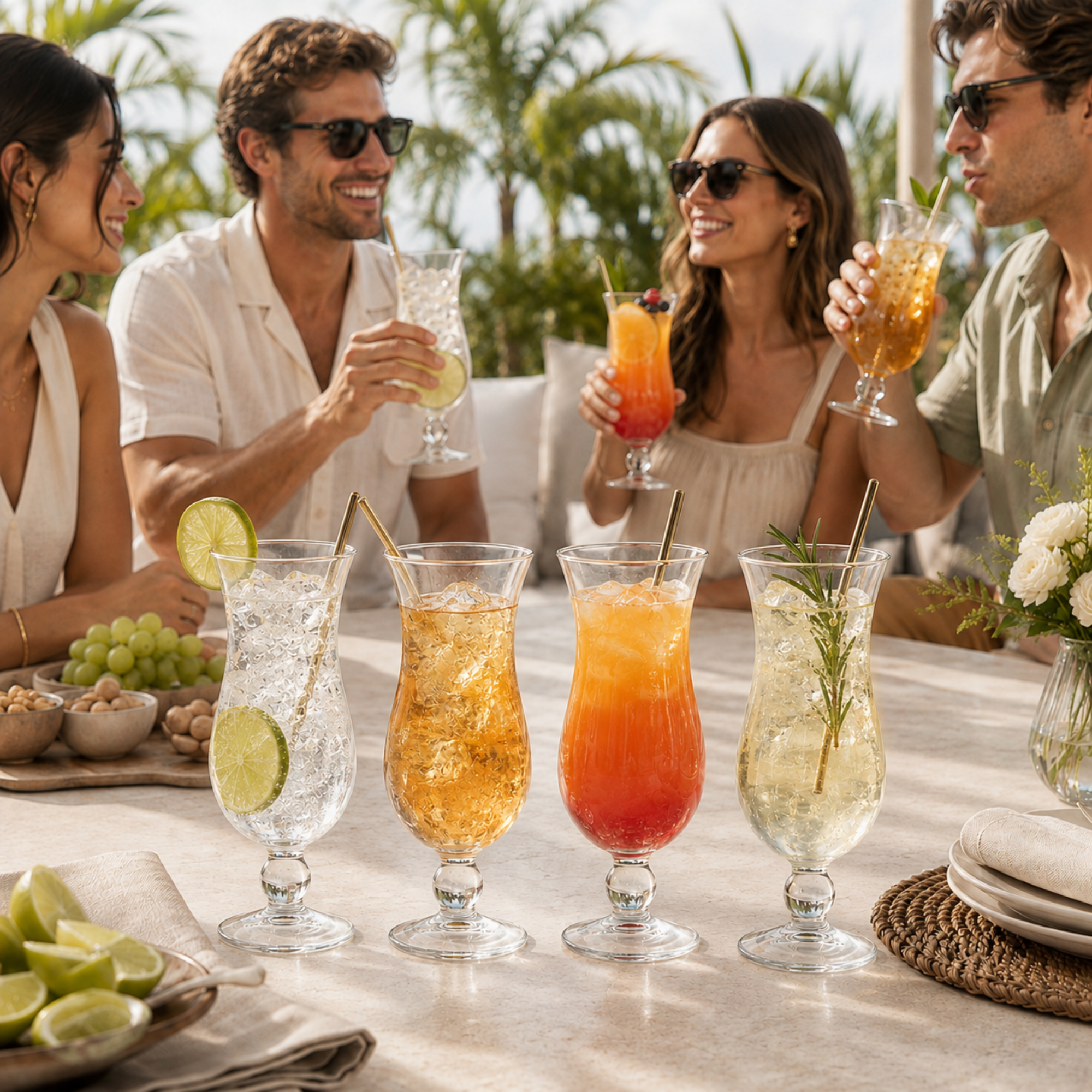 Hurricane Glassware Set of 6, Clear Glass Drinkware