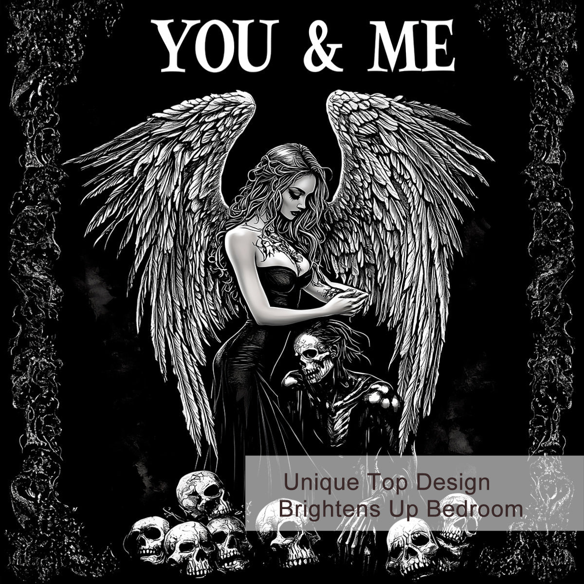 3 Pcs Of Dark Angel Skull Themed Printed Bedding Series Suitable For All Seasons