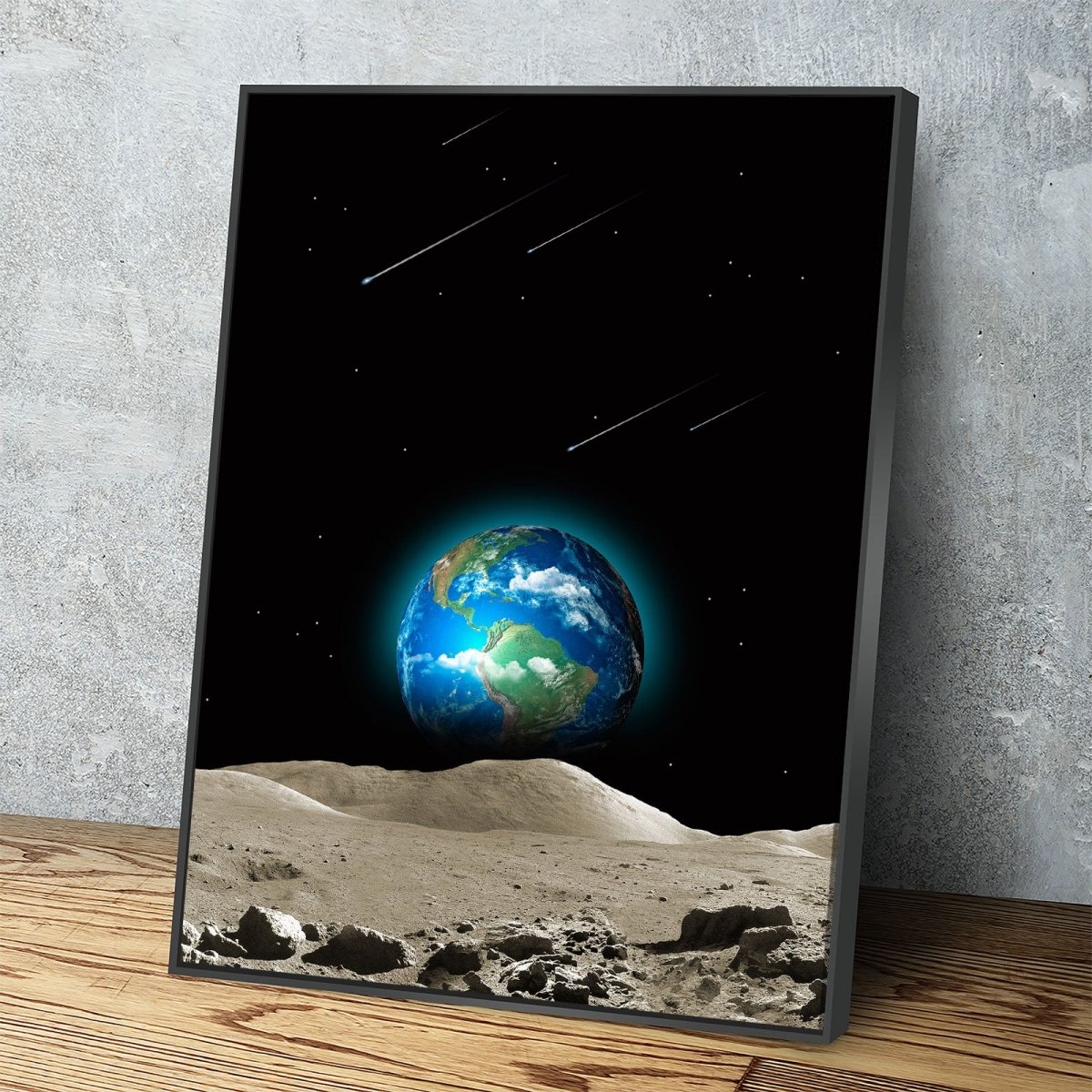 Earth Beautiful Canvas Wall Art, Earth From Moon, Galaxy Decor, Abstract Earth, Abstract Moon Print