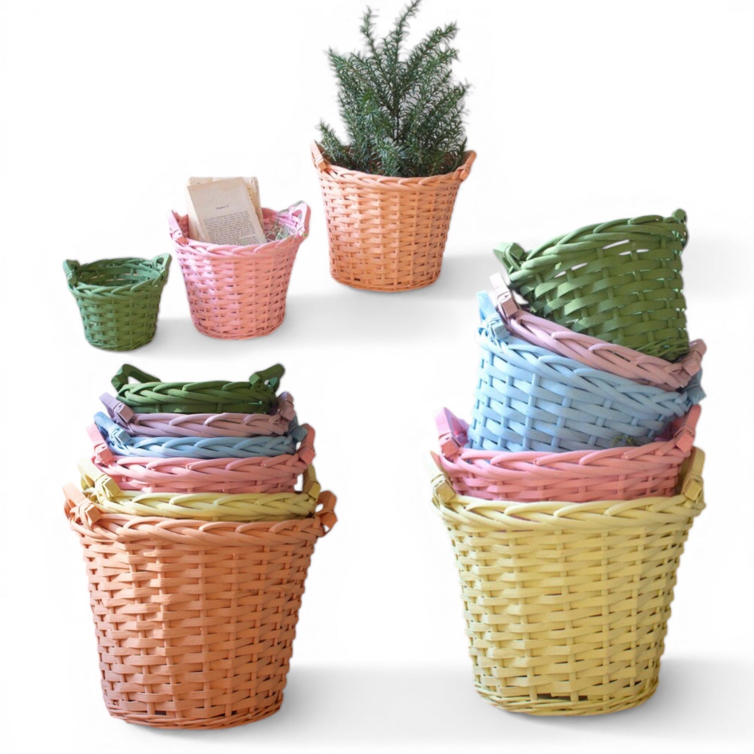 Pastel Easter Willow Basket with Handles