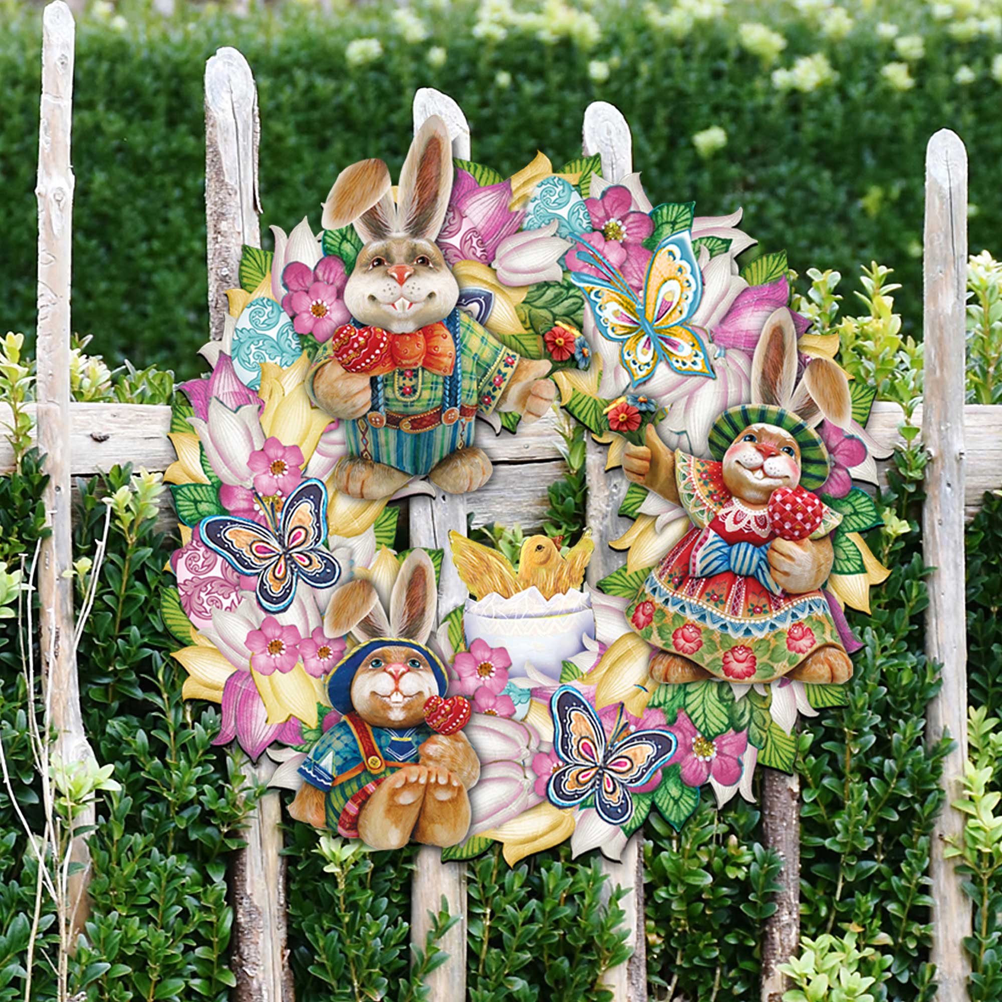 Easter Family Holiday Door Wreath by G. DeBrekht - Easter Spring Decor - 8185301-3H