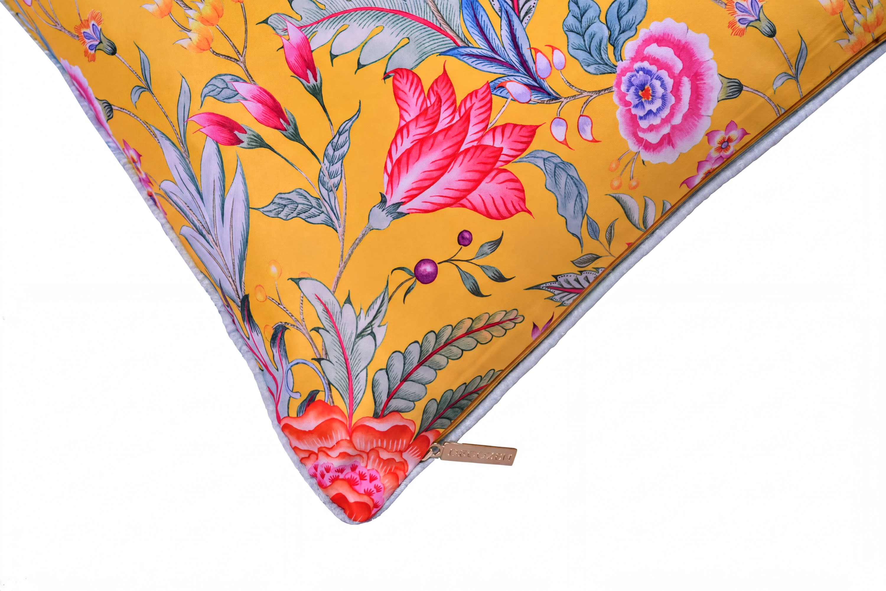 Floral Throw Pillow Covers - 20x20 Inches | Decorative Yellow Cushion Covers