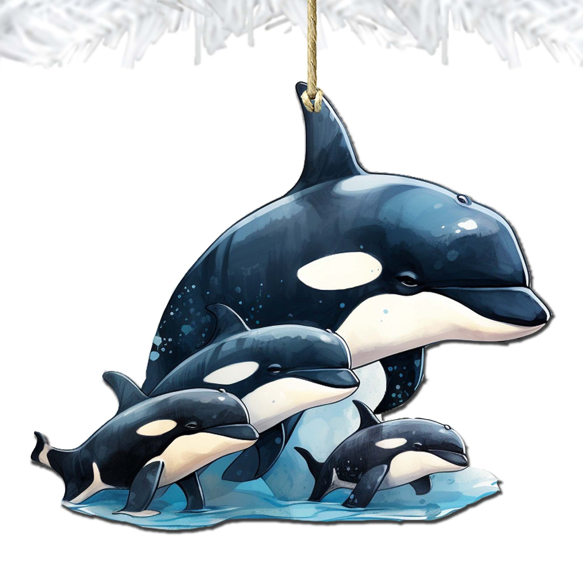 Orca's Family Wooden Ornaments by G.Debrekht - Wildlife Holiday Decor - 8710102-2