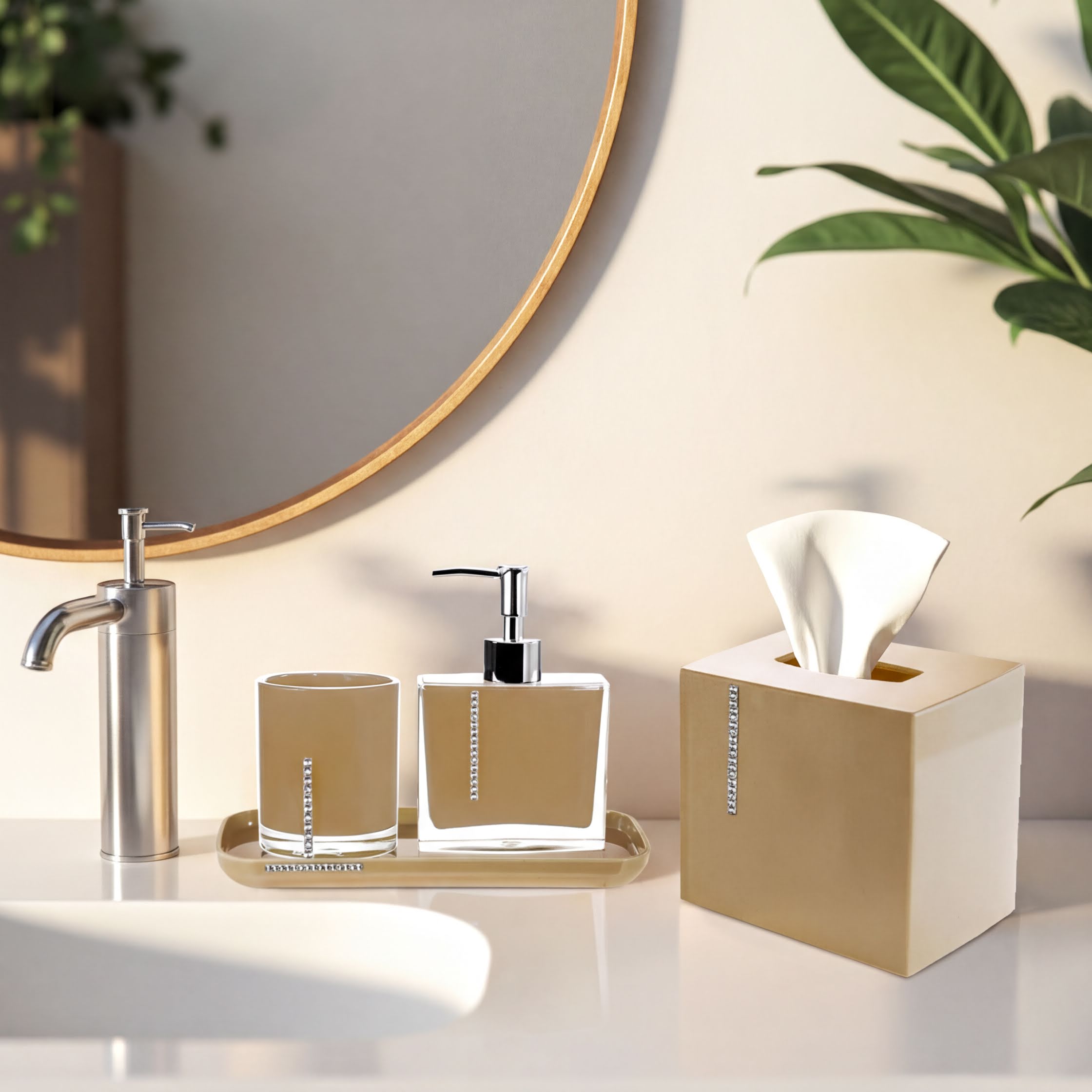 Acrylic Bathroom Set – Modern Bath Accessories & Stylish Storage Organizer