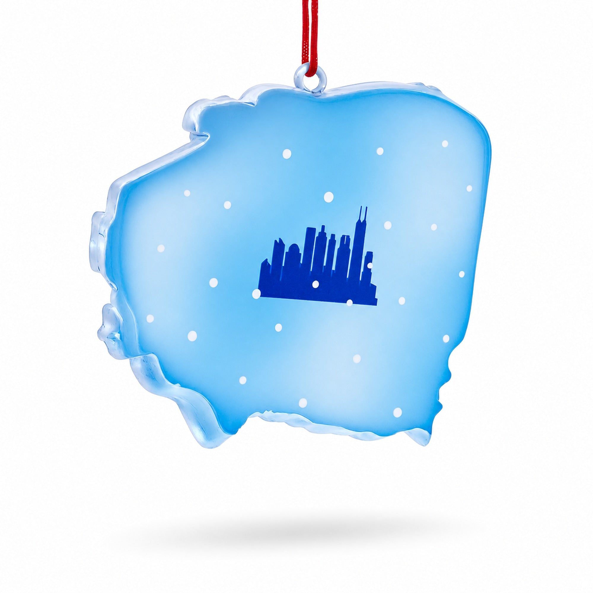 Chicago Train with Santa and Welcome Sign Resin Christmas Ornament