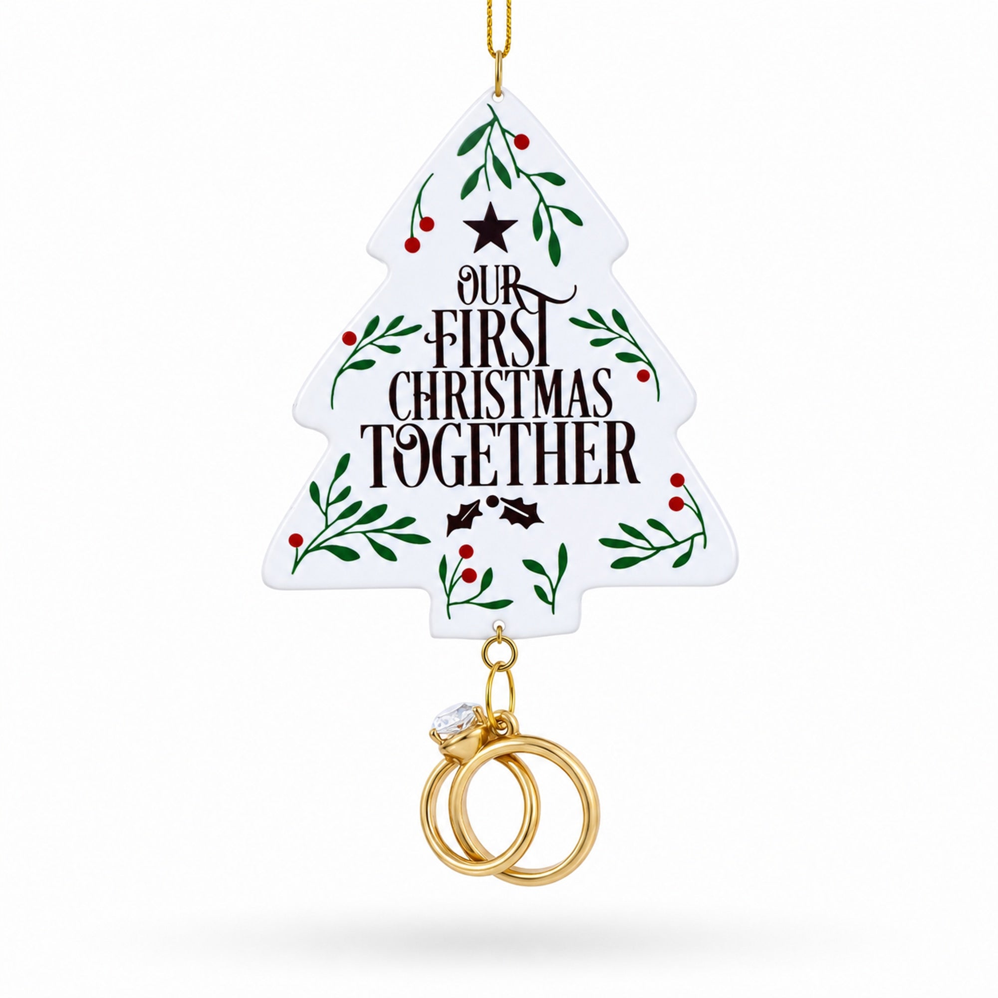 Our First Christmas Together Tree with Wedding Rings Resin Christmas Ornament