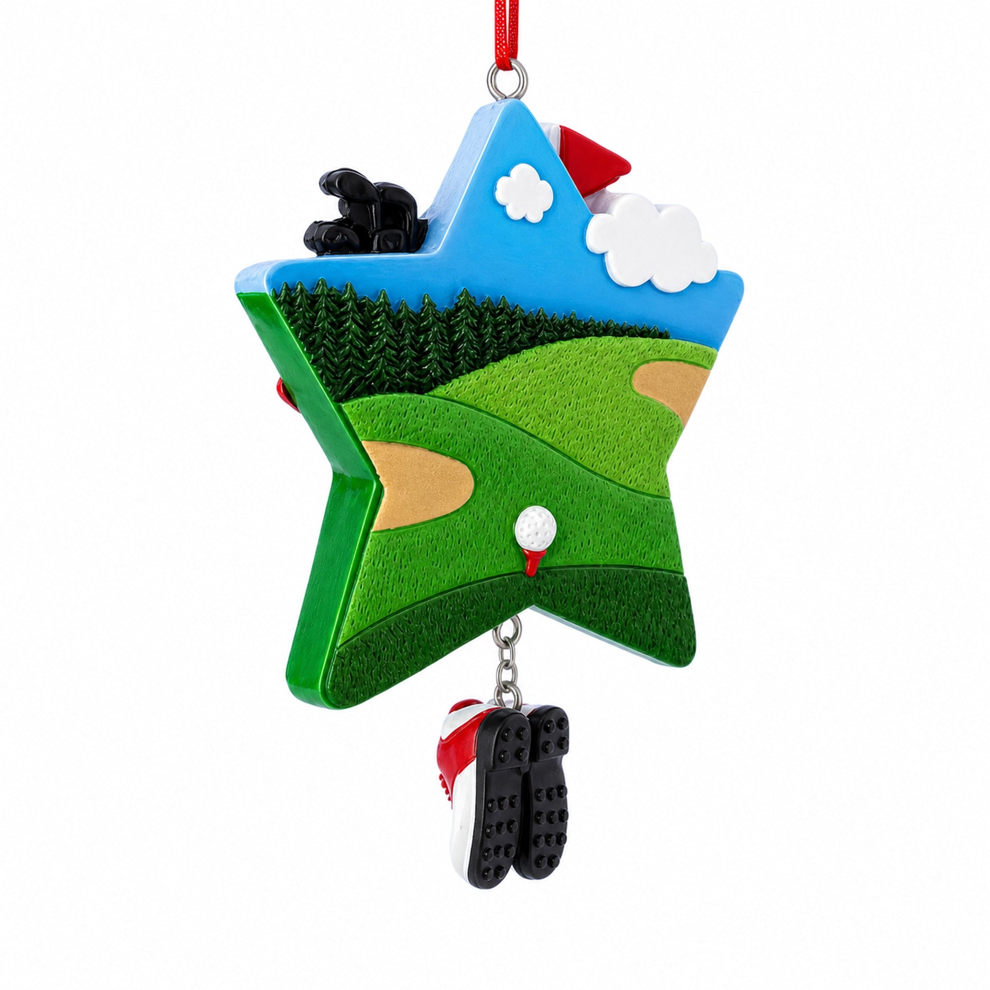 Hole in One Golf Bag with Flag and Shoes Resin Christmas Ornament