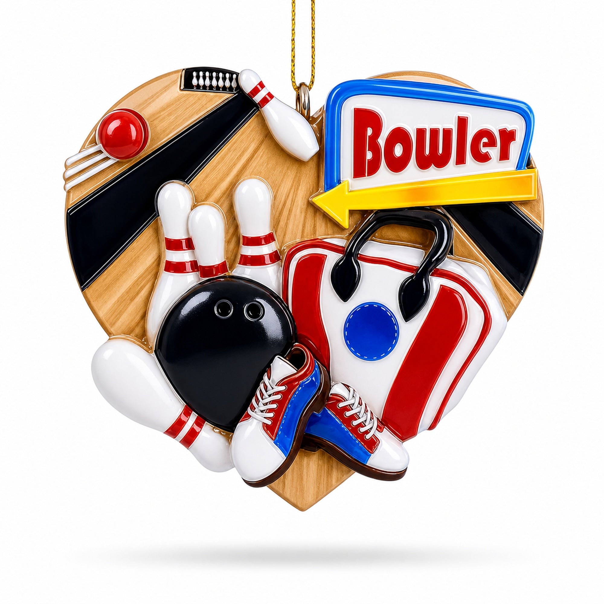 Bowler Bowling Ball with Pins Resin Christmas Ornament