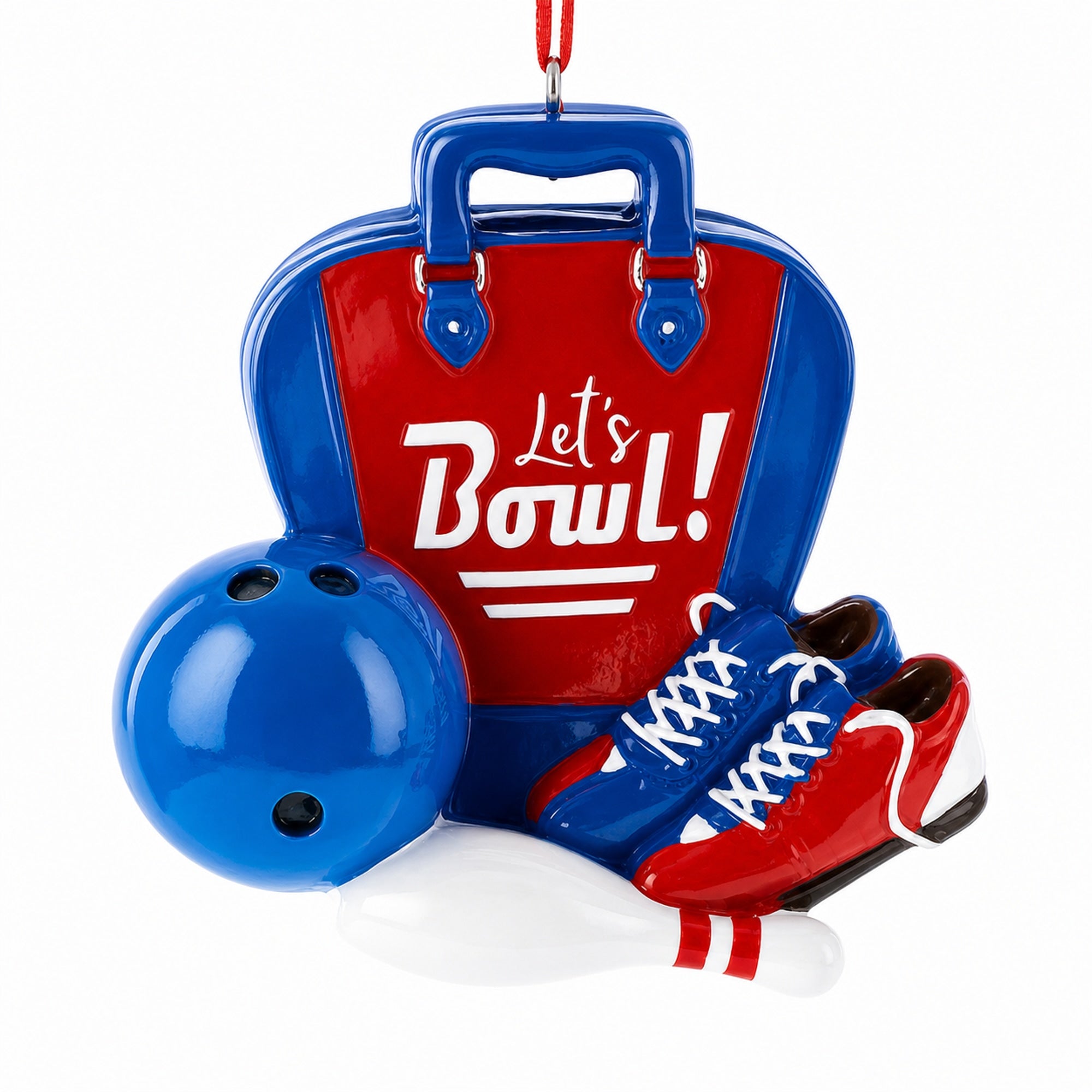 Let’s Bowl! Bowling Bag with Shoes and Ball Resin Christmas Ornament