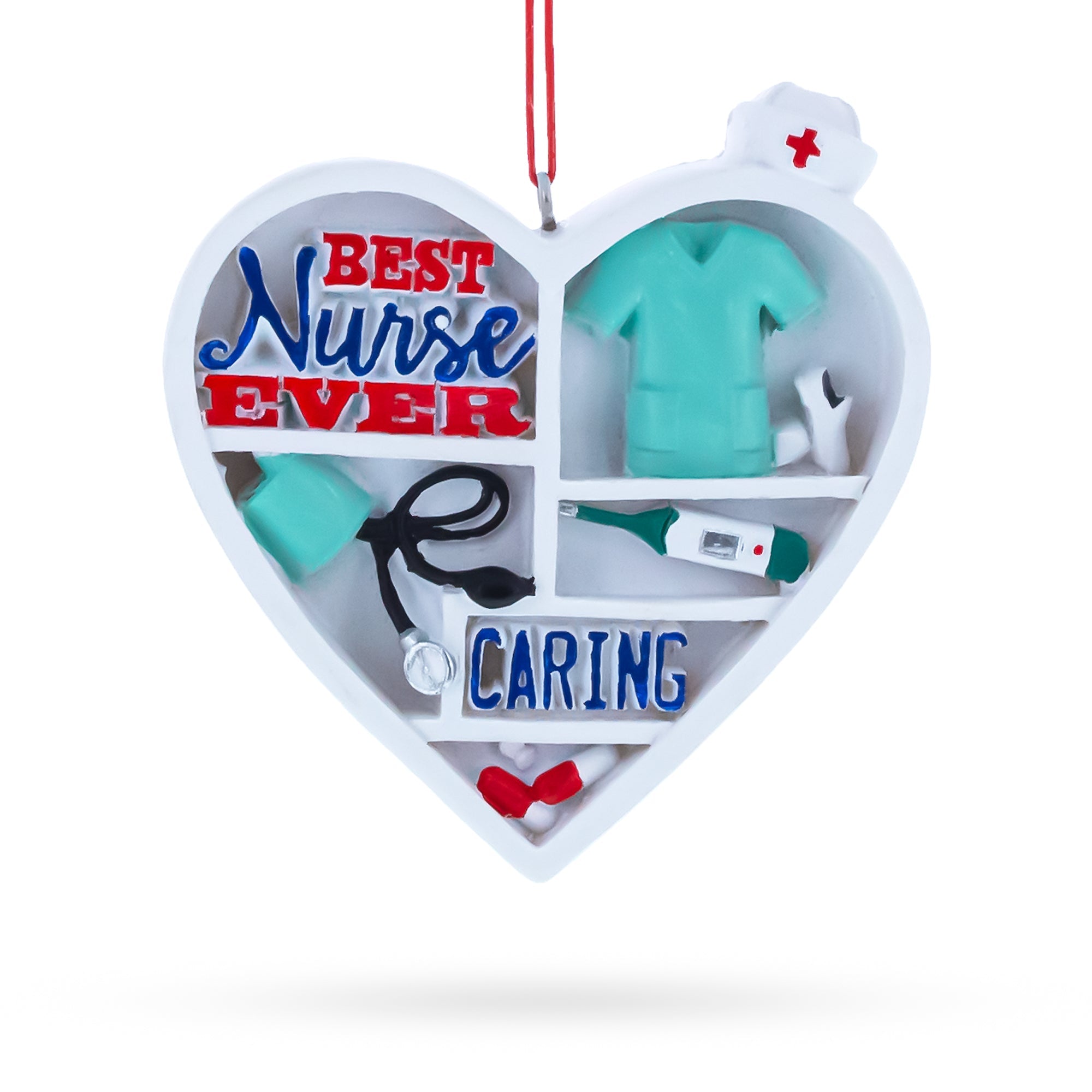 Best Nurse Ever Heart with Medical Tools Resin Christmas Ornament