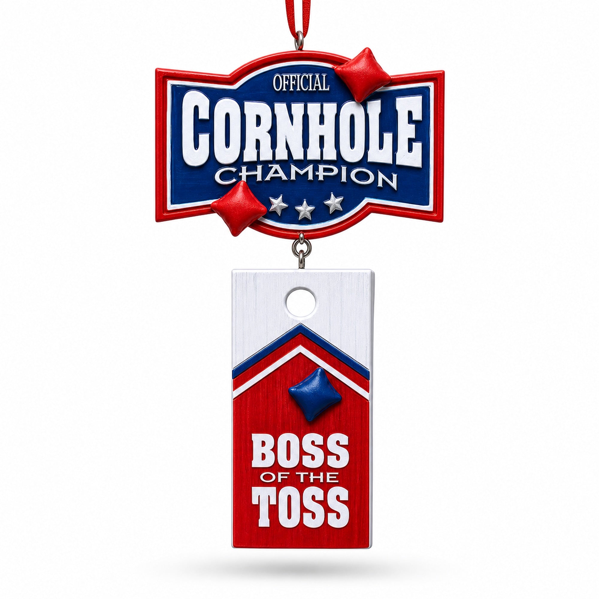 Cornhole Champion Boss of the Toss Resin Christmas Ornament