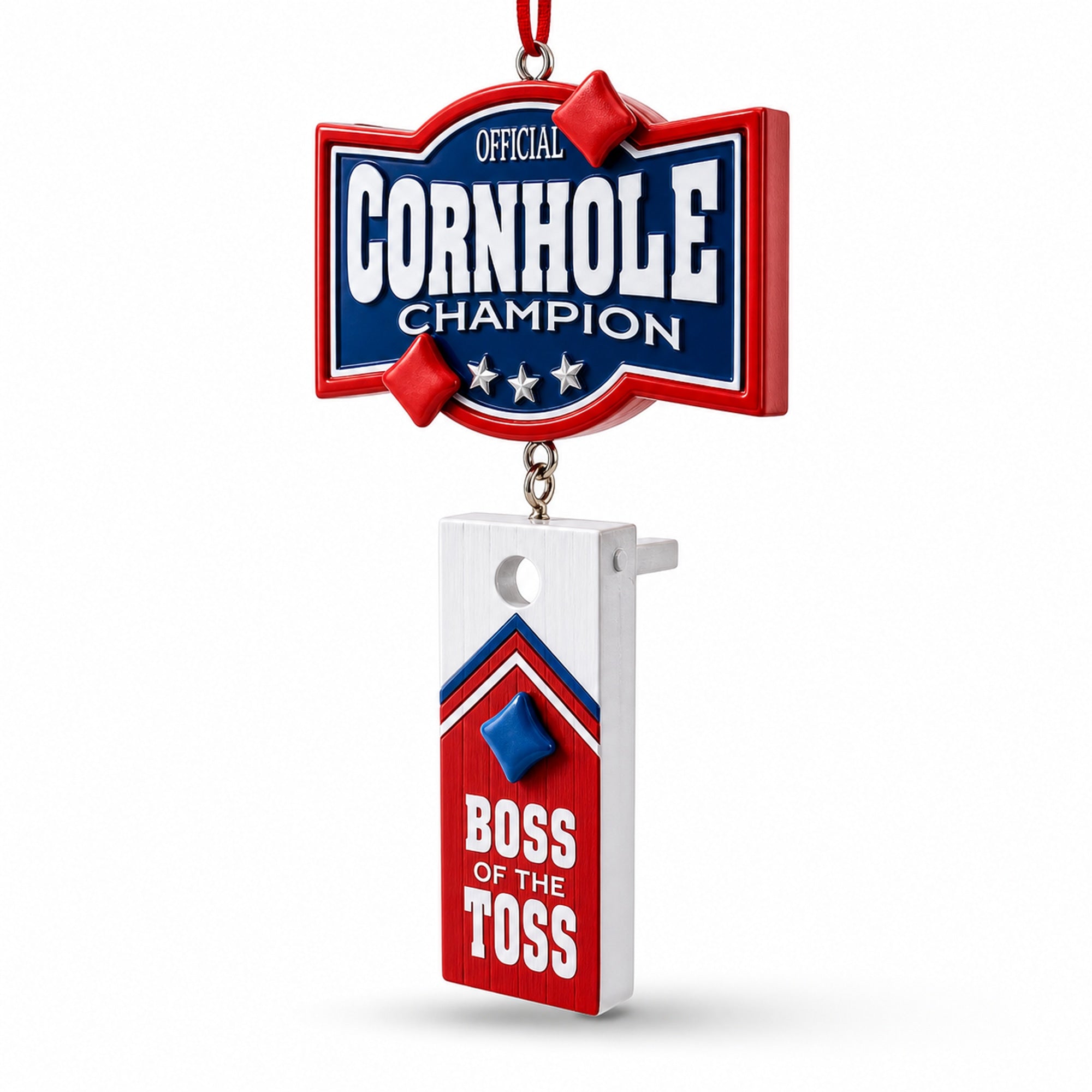 Cornhole Champion Boss of the Toss Resin Christmas Ornament