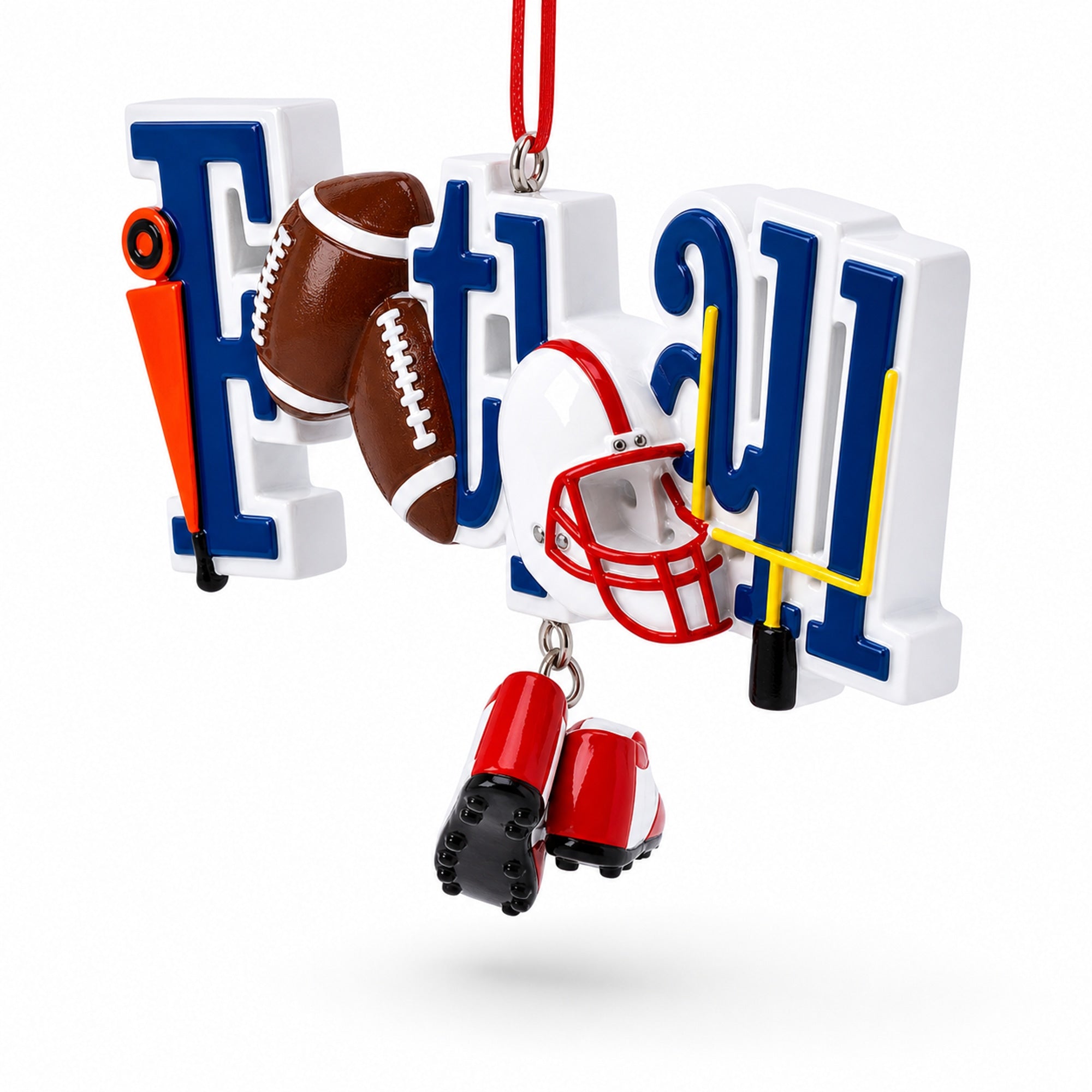 Football Helmet and Cleats Resin Christmas Ornament