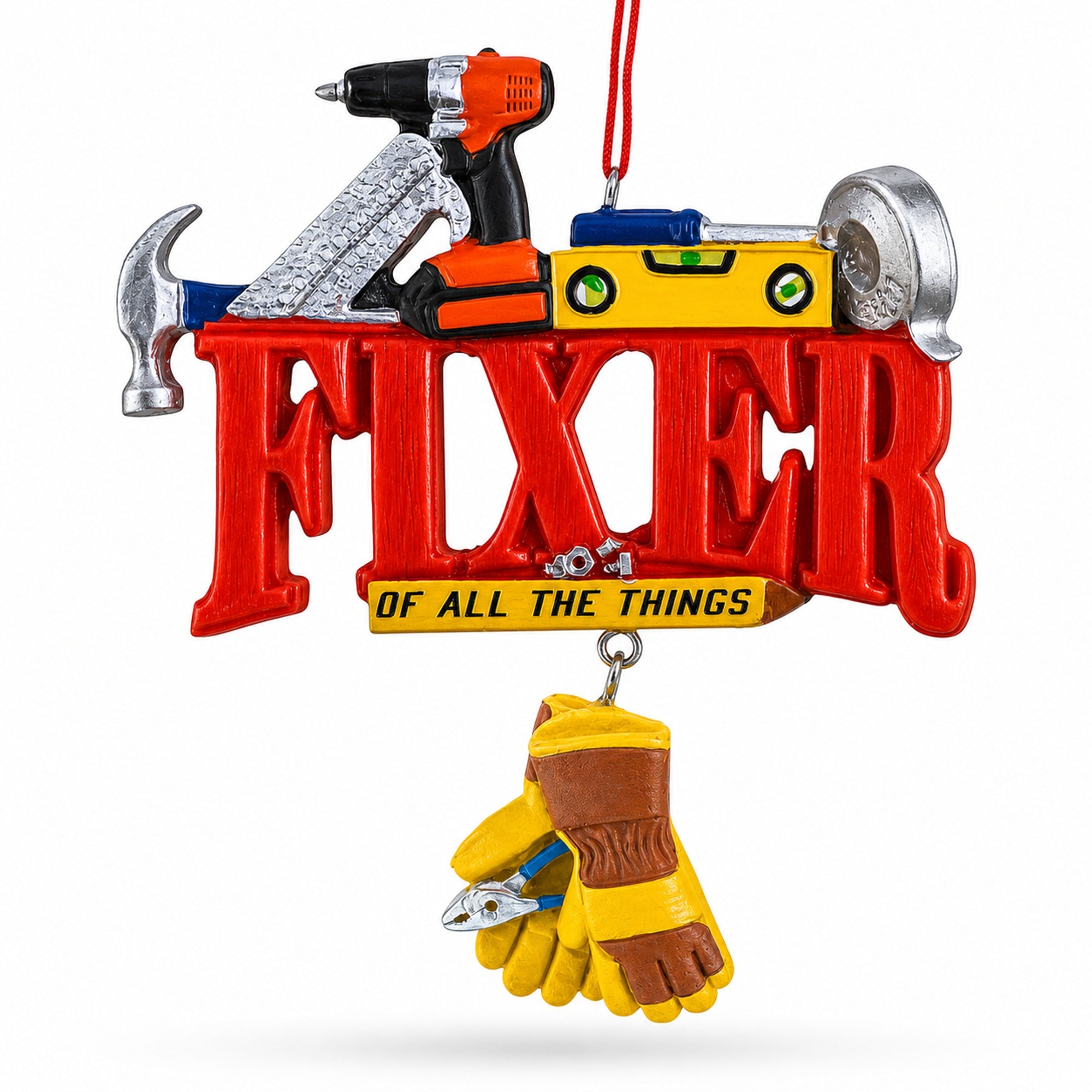 Fixer Word with Tools and Gloves Resin Christmas Ornament