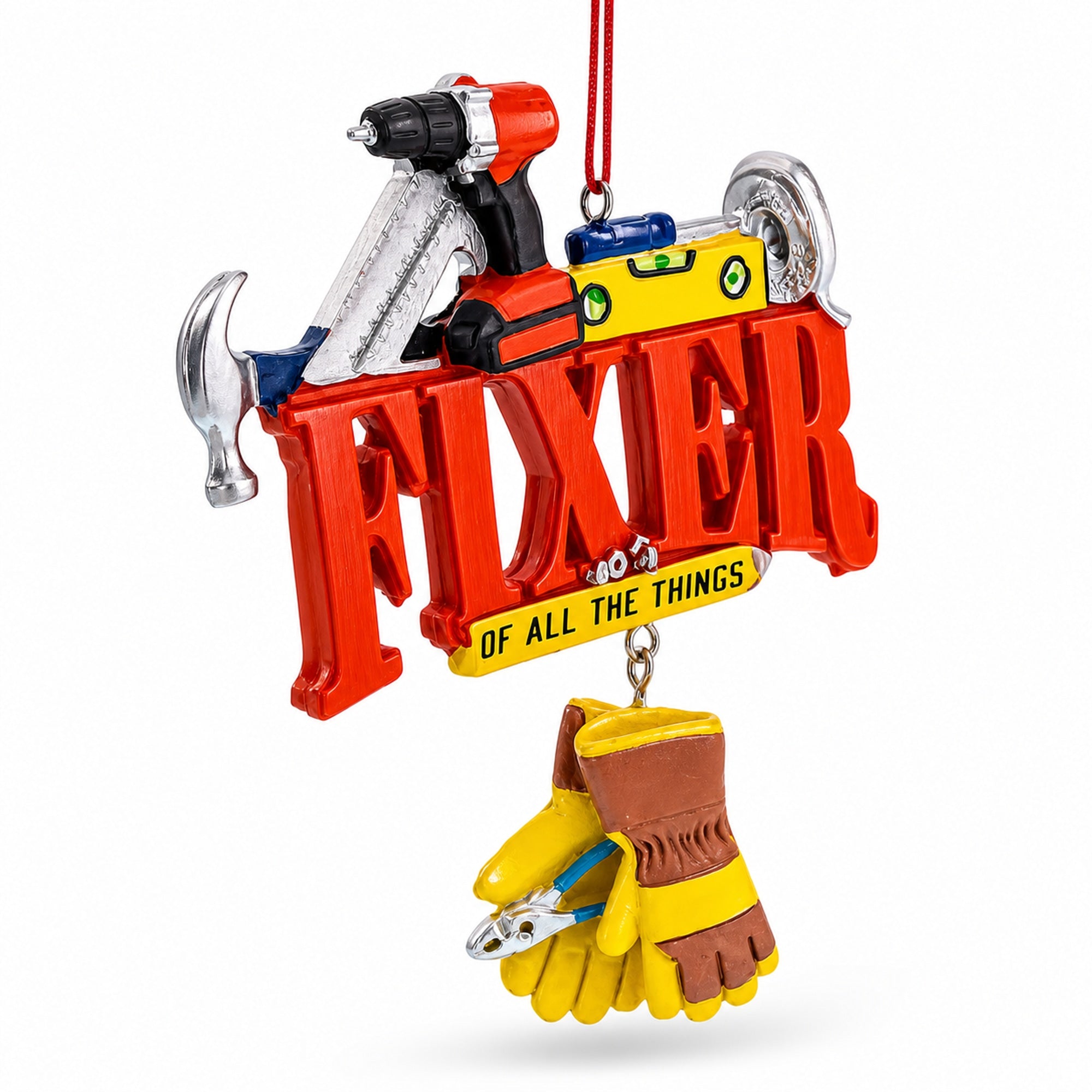 Fixer Word with Tools and Gloves Resin Christmas Ornament