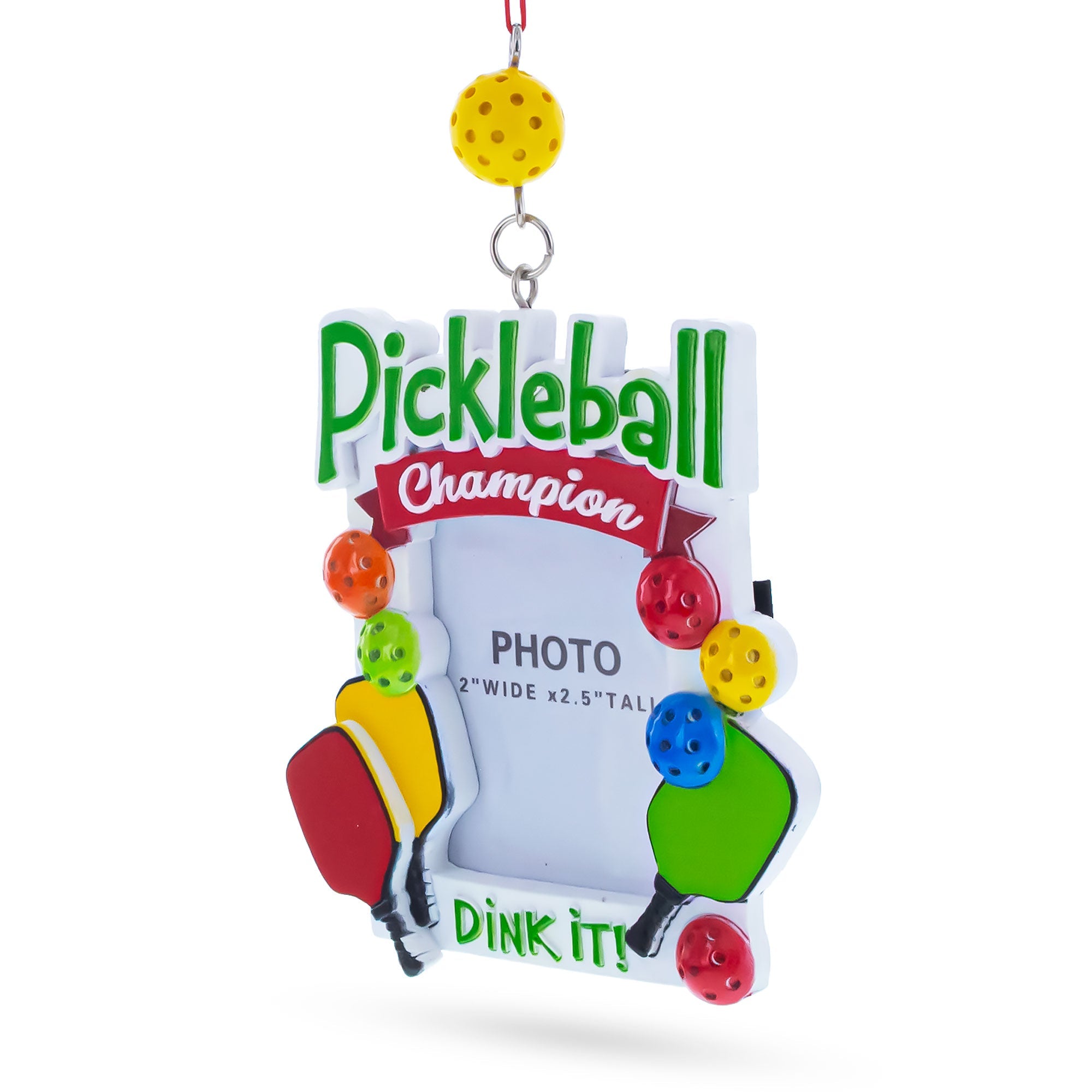 Pickleball Champion Photo Frame Resin Christmas Ornament