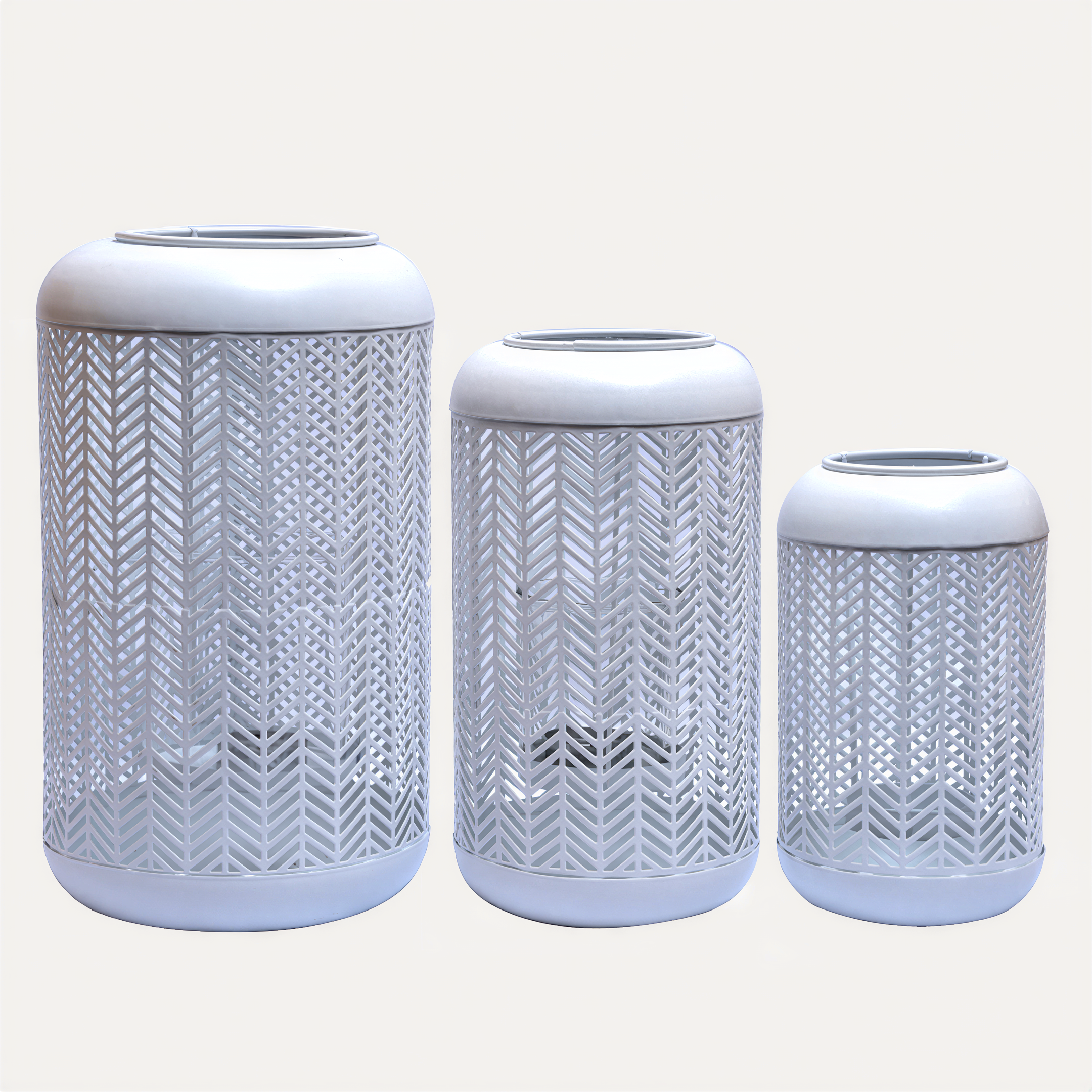 Glass Candle Holder Lantern – White Lattice Pattern Compact Basket Weave Lantern