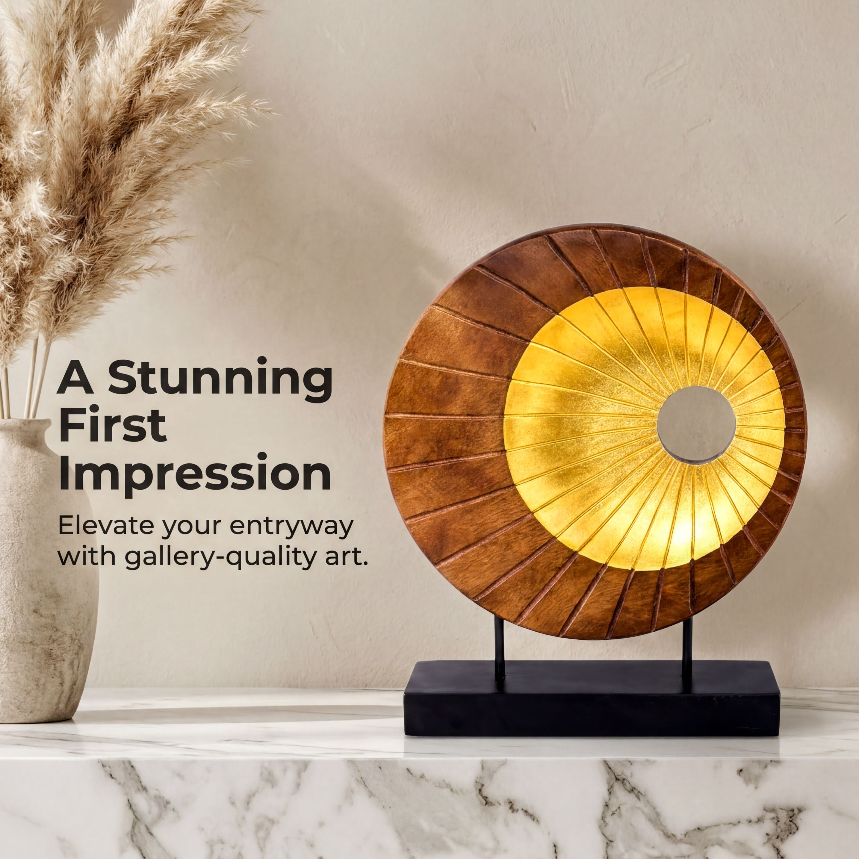 Handmade Wooden Sculpture – Acacia Wood Art Piece | Unique Home Sculpture Decor
