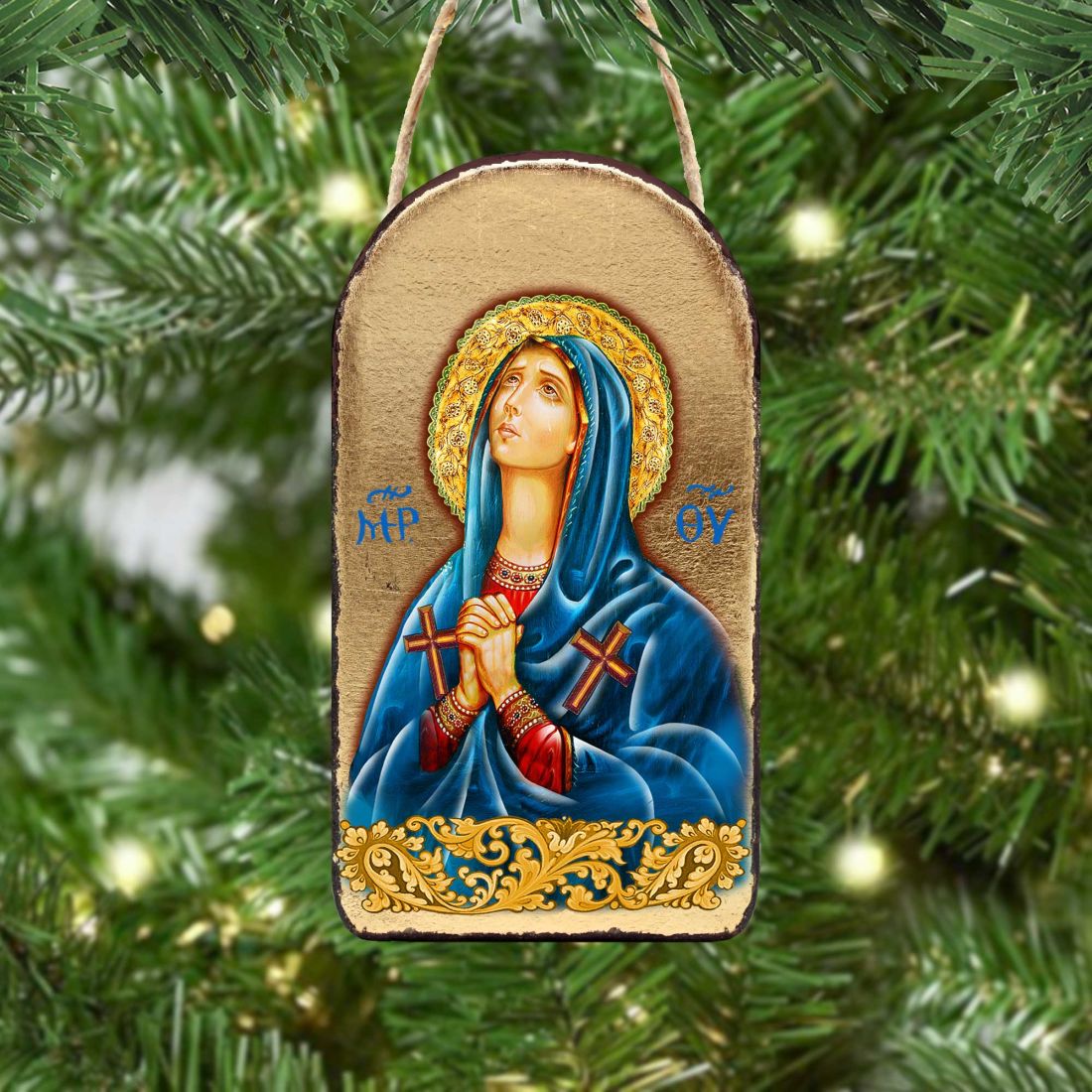 Mother of God Religious Christian Sacred Icon Ornament - Inspirational Icon Decor - 87014