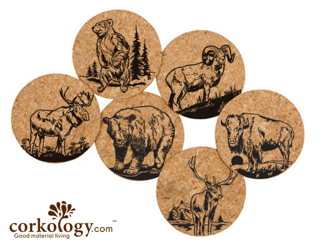 Corkology 393 Large Mammals Cork Coaster Sets