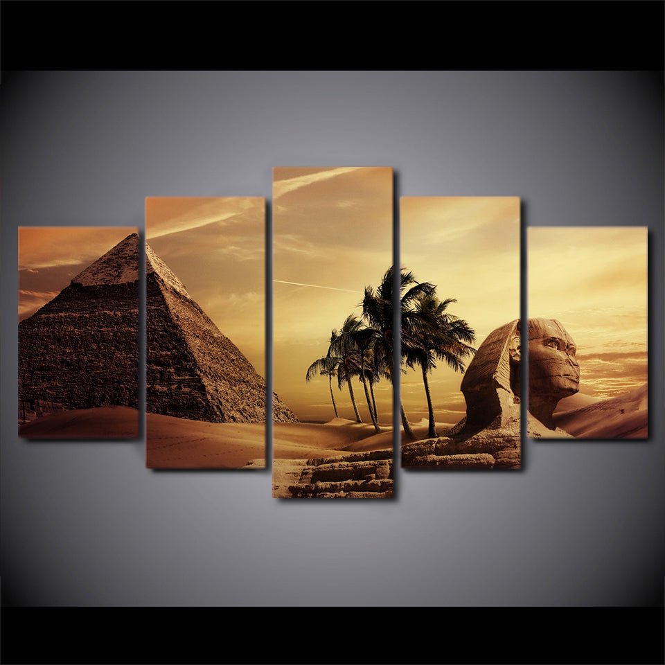 Egyptian Pyramids Giza 5-Piece Wall Art Canvas, Great Sphinx Of Giza And Pyramids