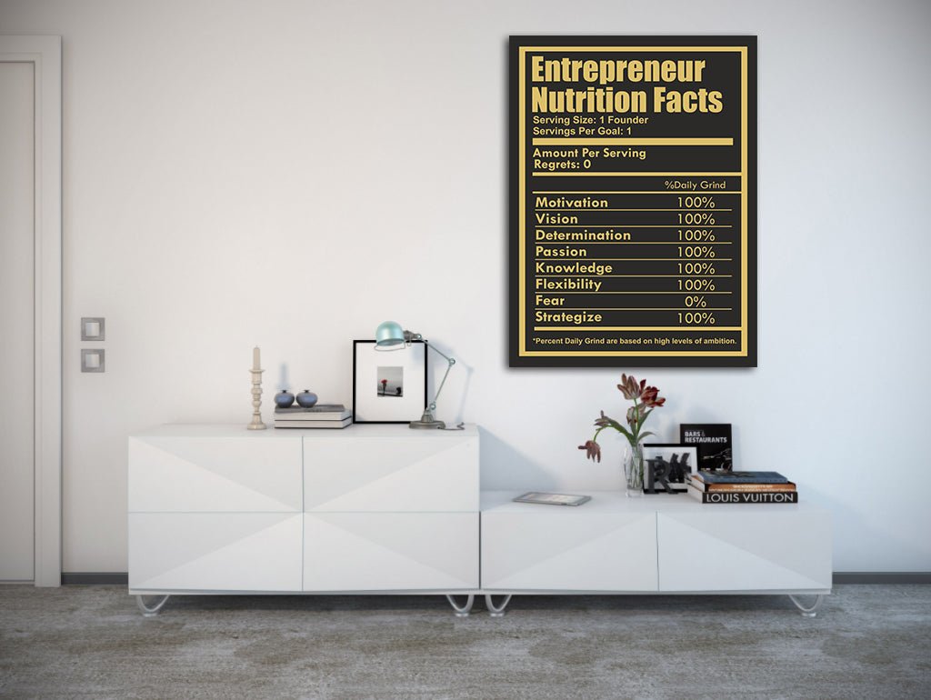 Entrepreneur Nutrition Facts Canvas Wall Art Entrepreneur CEO Art
