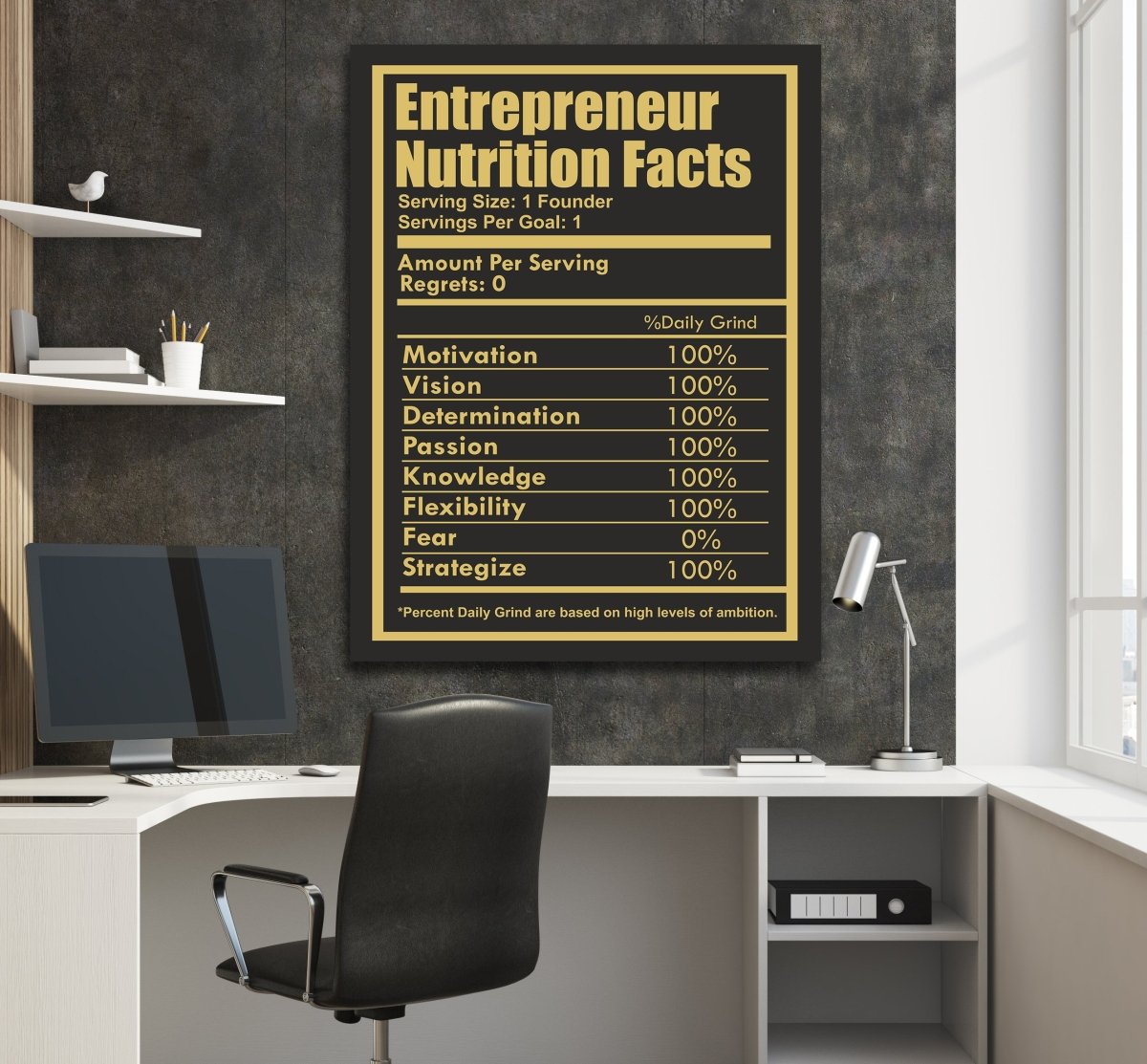 Entrepreneur Nutrition Facts Canvas Wall Art Entrepreneur CEO Art