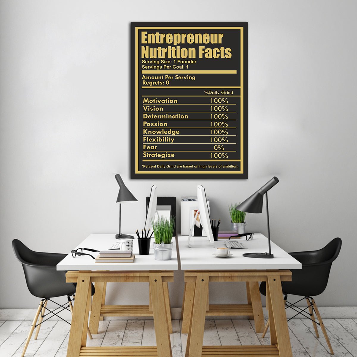 Entrepreneur Nutrition Facts Canvas Wall Art Entrepreneur CEO Art