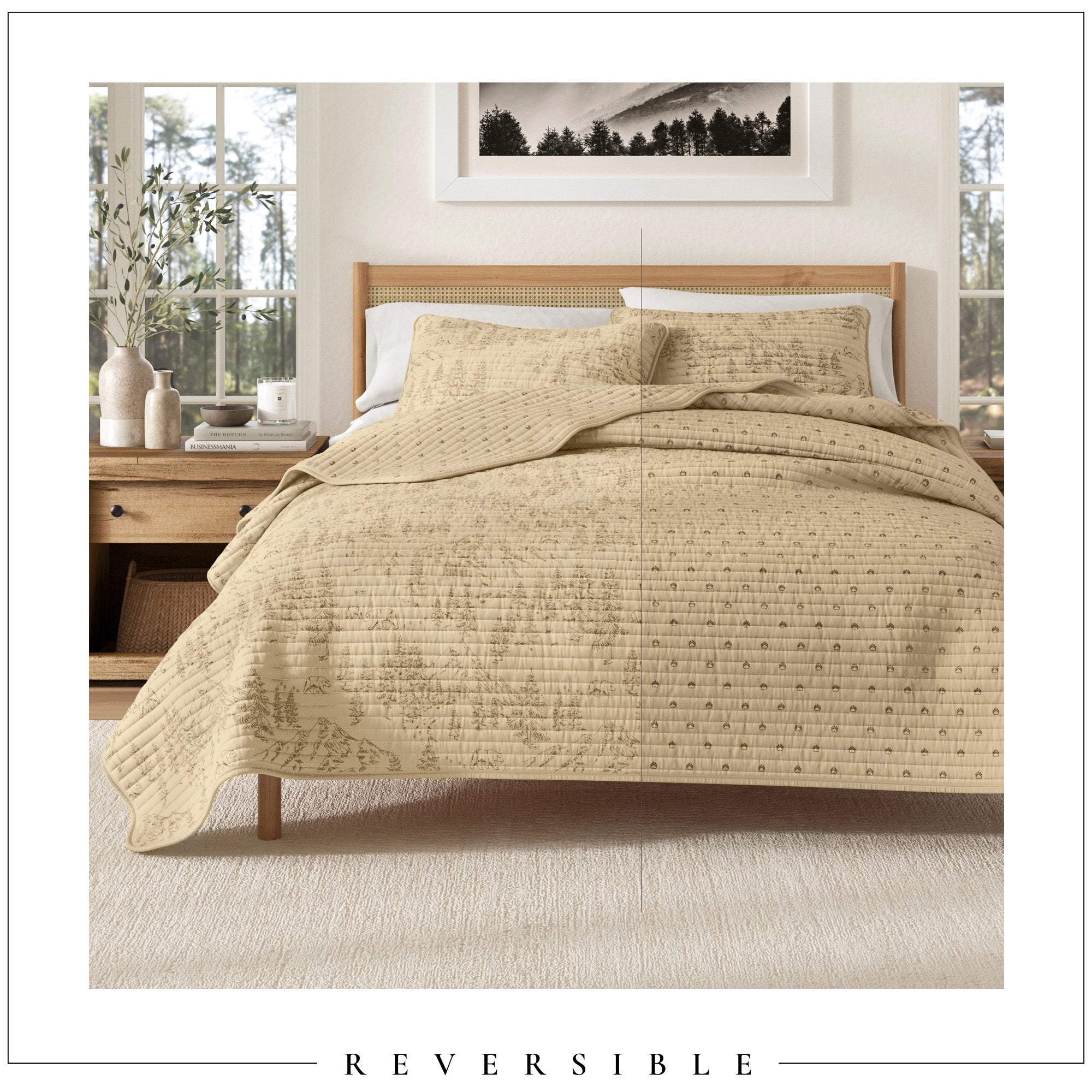 3 Piece Lodge Printed Quilt - Moonlight Ridge