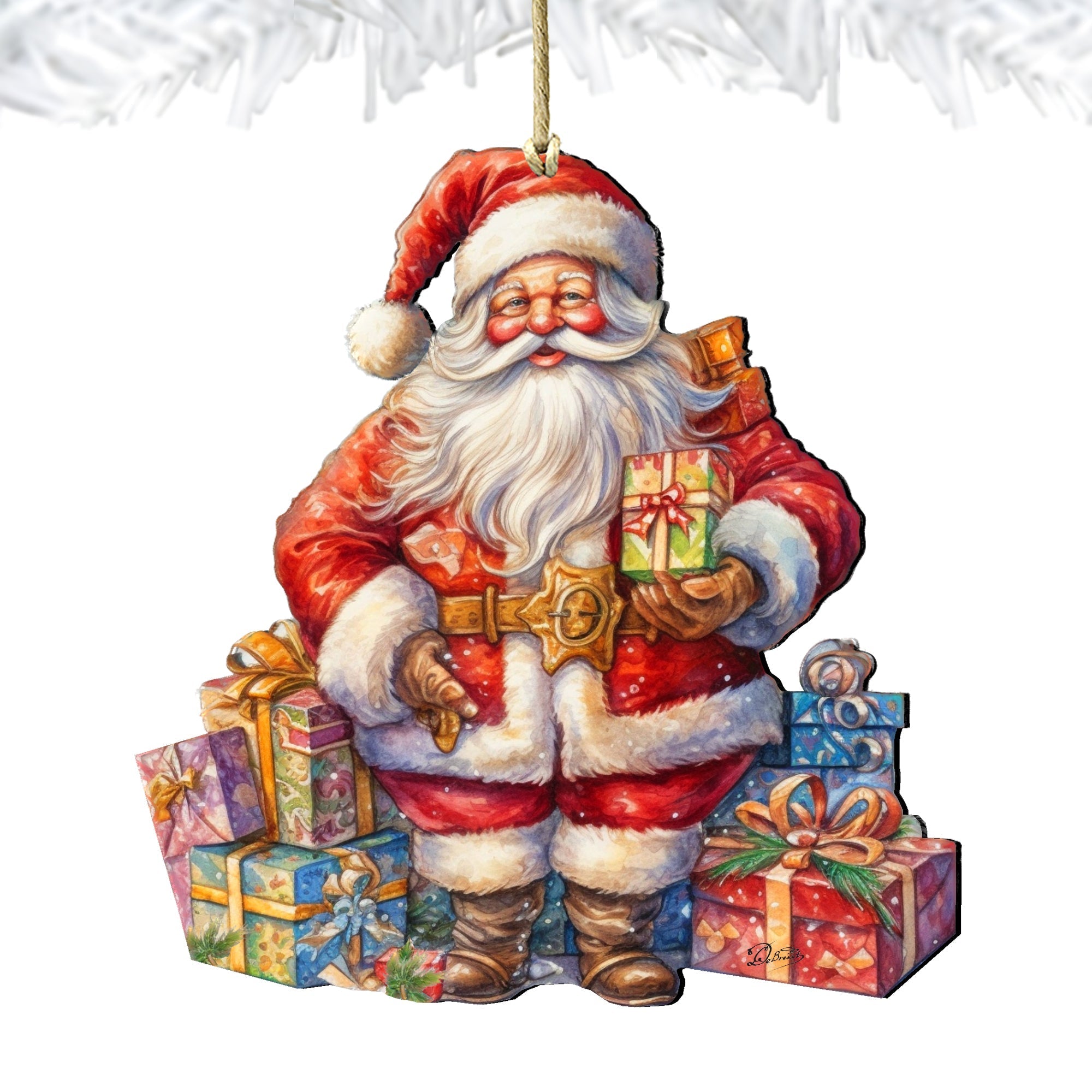 The Joy of Giving Wooden Ornaments by G. Debrekht Christmas Santa Snowman Decor - 8611081