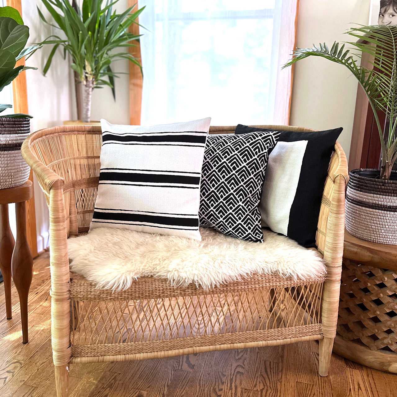 Striped White Sadza Pillow