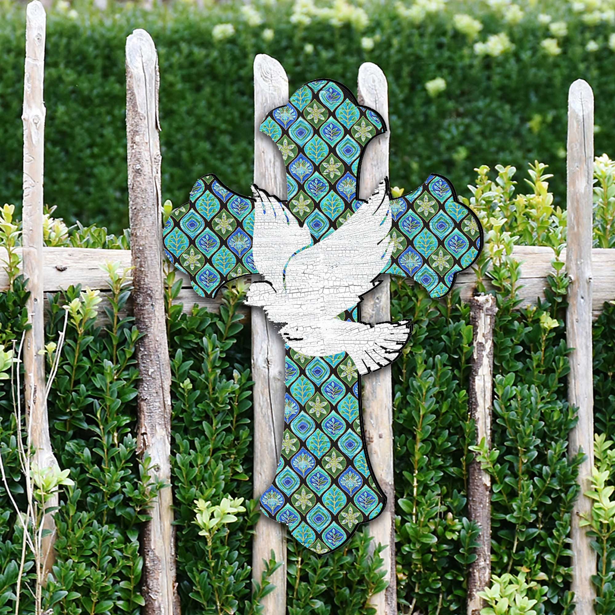White Doves Cross Easter Door Decor by G. DeBrekht - Easter Spring Decor - 8191163-2H