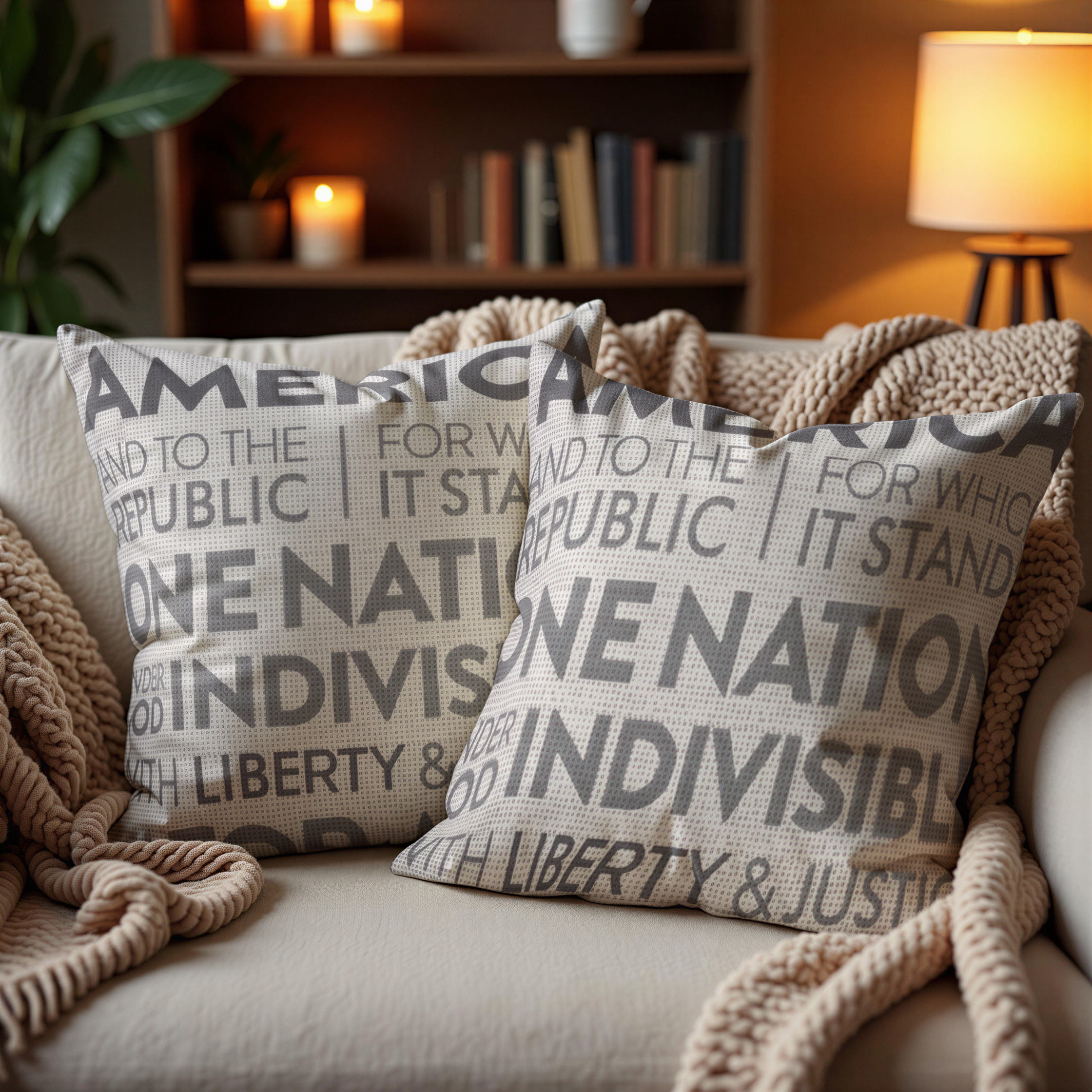 Patriotic Throw Pillow - USA Pillow Cover 18x18 Inch With Zipper Closure