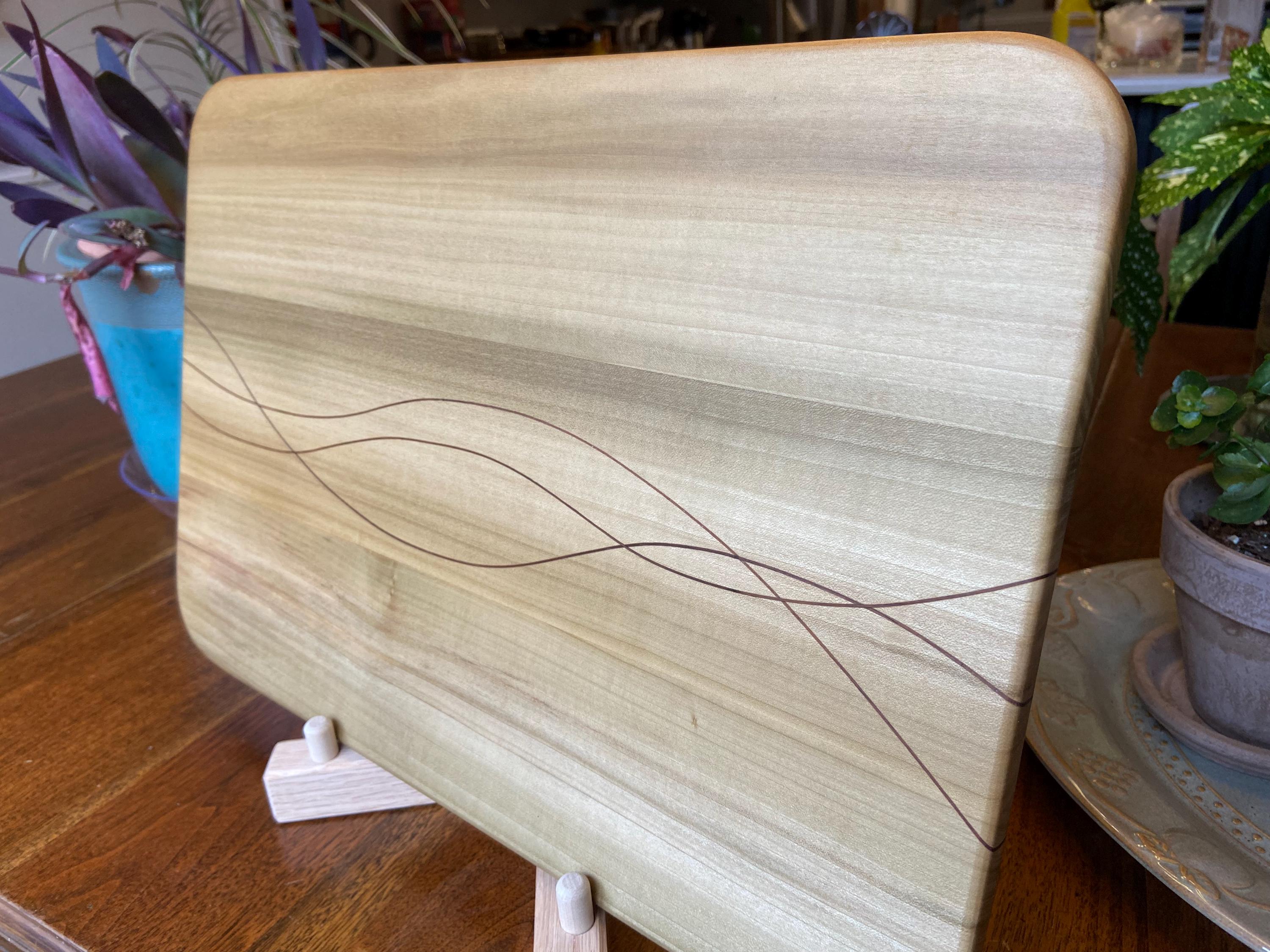 Solid Poplar charcuterie board - Peruvian Walnut banding/inlay.