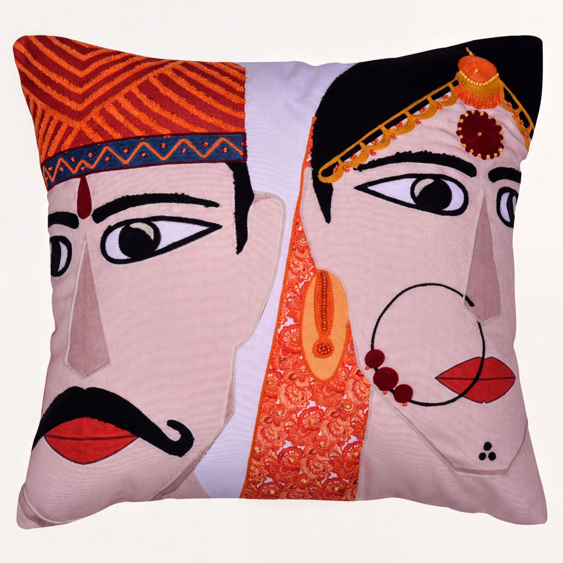 Throw Pillow Covers - Set of 2 or 4 Decorative Cushions with Man Woman Design, 18x18 Inches