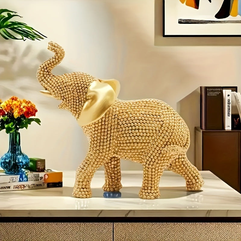 Golden Shiny Mini Elephant Sculpture Modern Minimalist