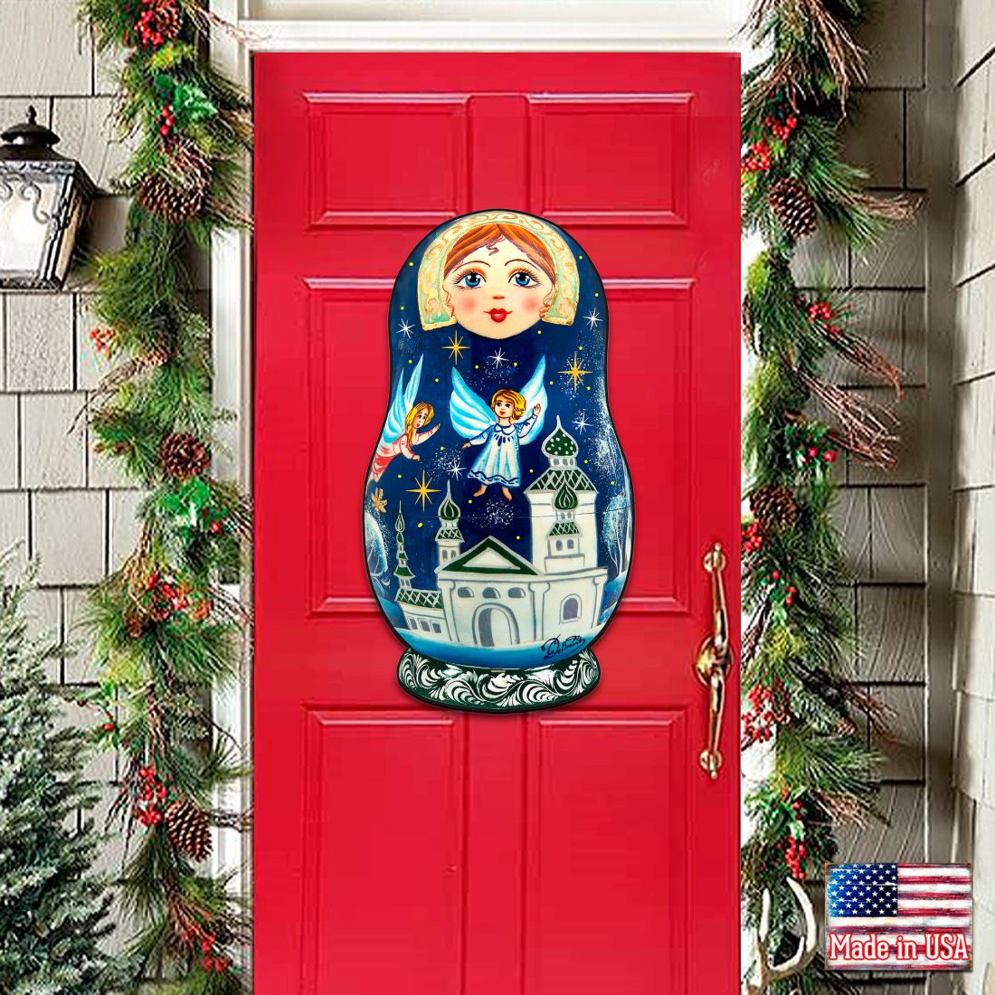 Flying Angels Nesting Doll Door Decor by G. DeBrekht - Christmas Decor - 8115941H