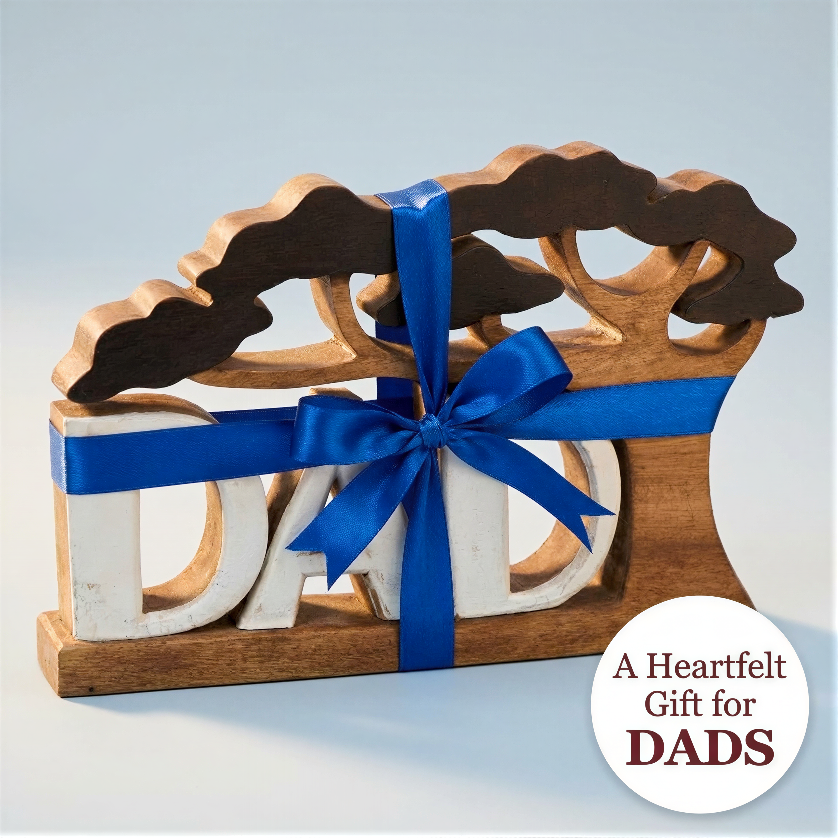 Wooden Dad Sculpture – Handmade Acacia Wood Decor | Personalized Dad Gift